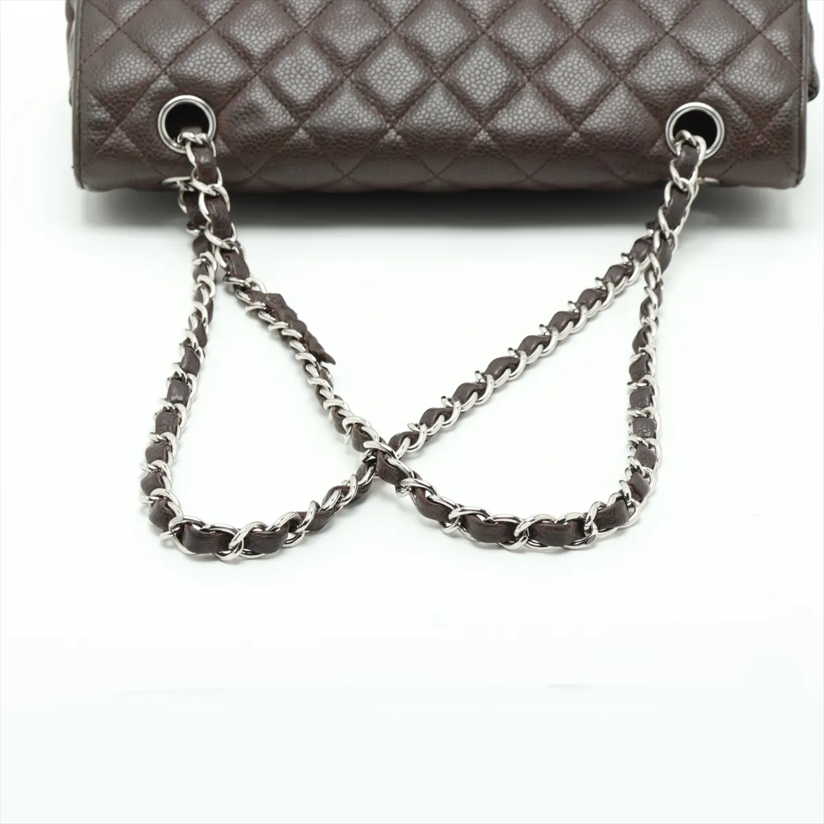 Matelassé 25 Caviar Skin Double Flap Double Chain Bag, Brown, Silver Hardware, 12314722, Serial Number , A01112 — view 5