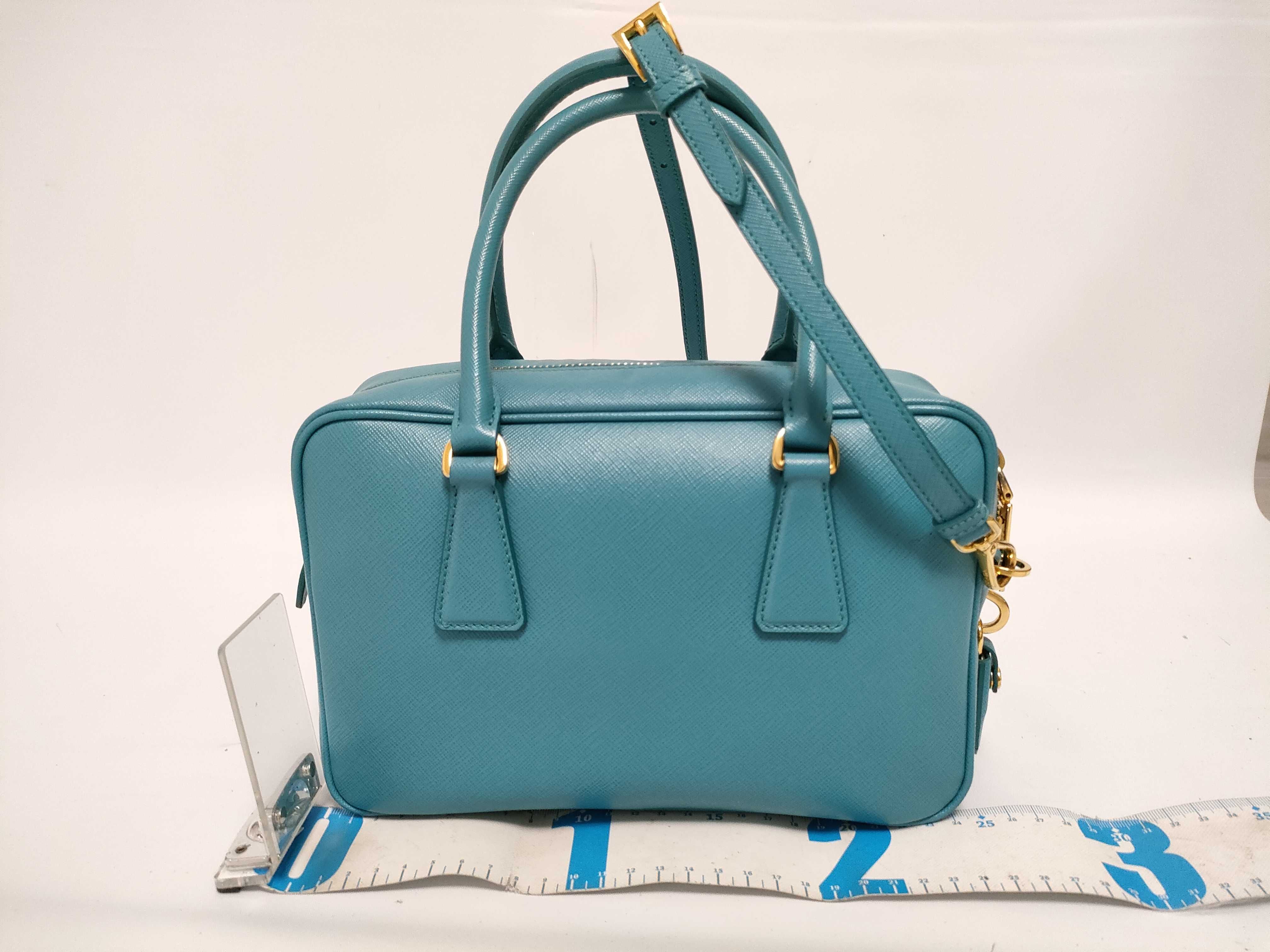 Saffiano Lux 2-Way Handbag Blue 1BB113 Handbag — view 2