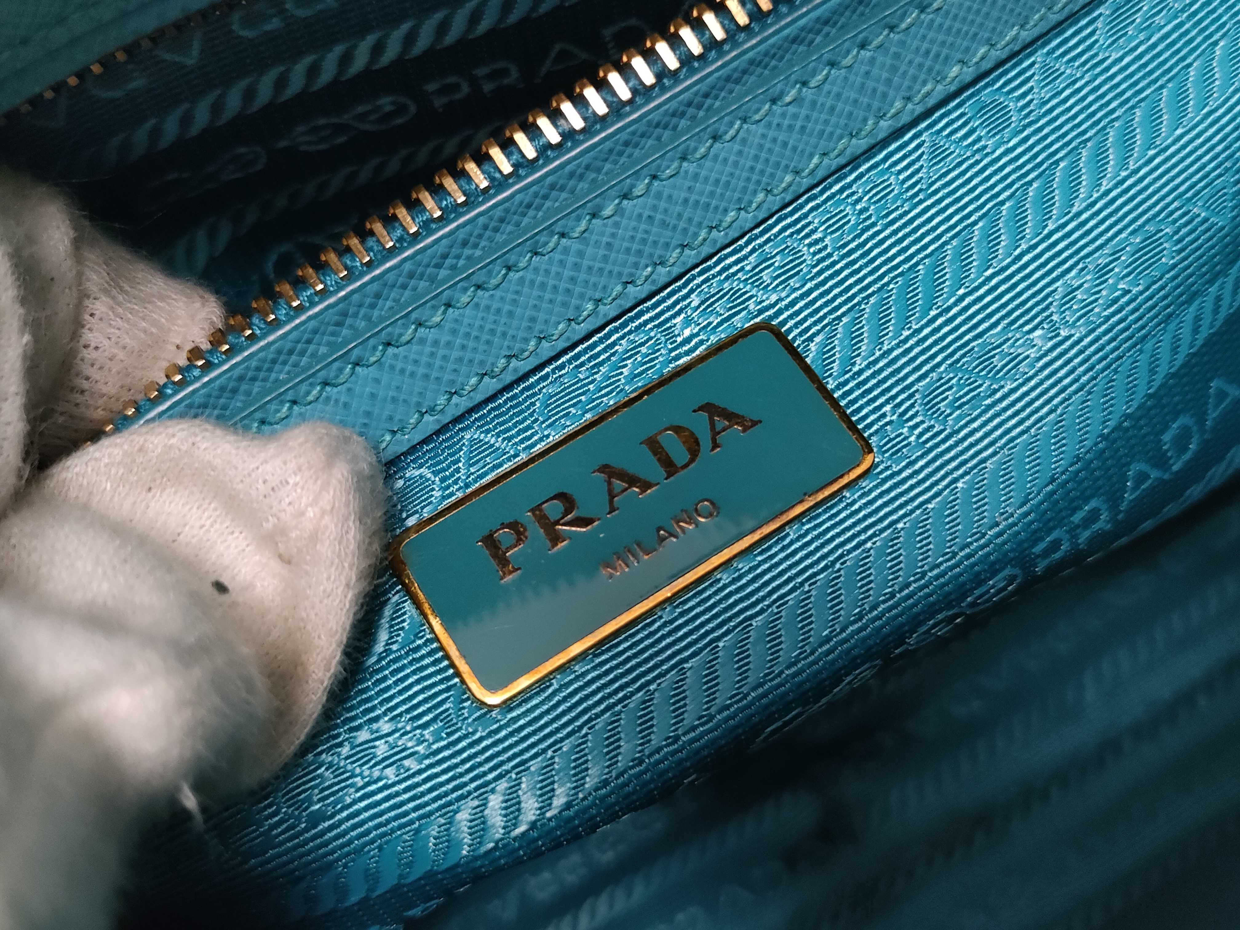 Saffiano Lux 2-Way Handbag Blue 1BB113 Handbag — view 11
