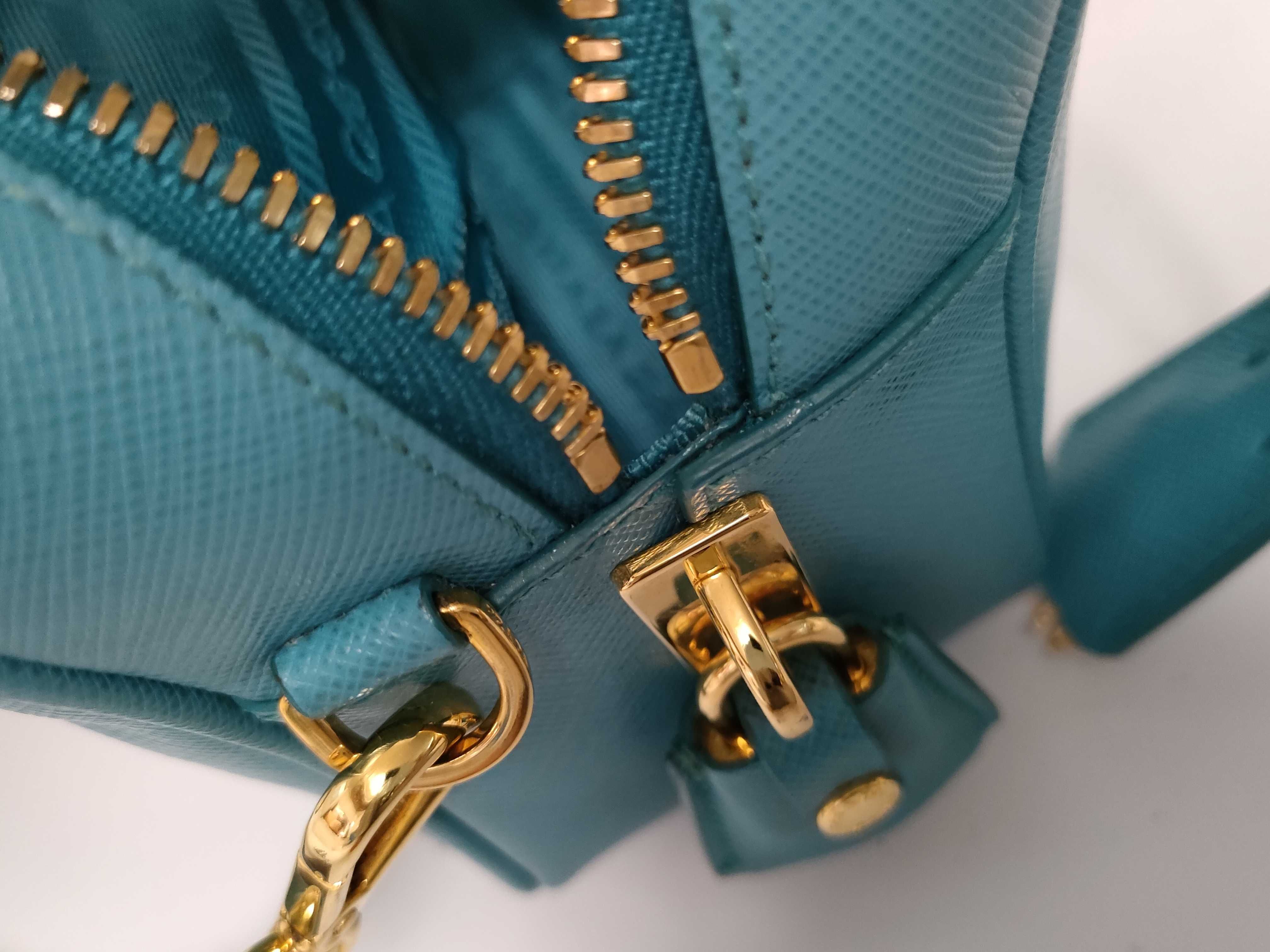 Saffiano Lux 2-Way Handbag Blue 1BB113 Handbag — view 12