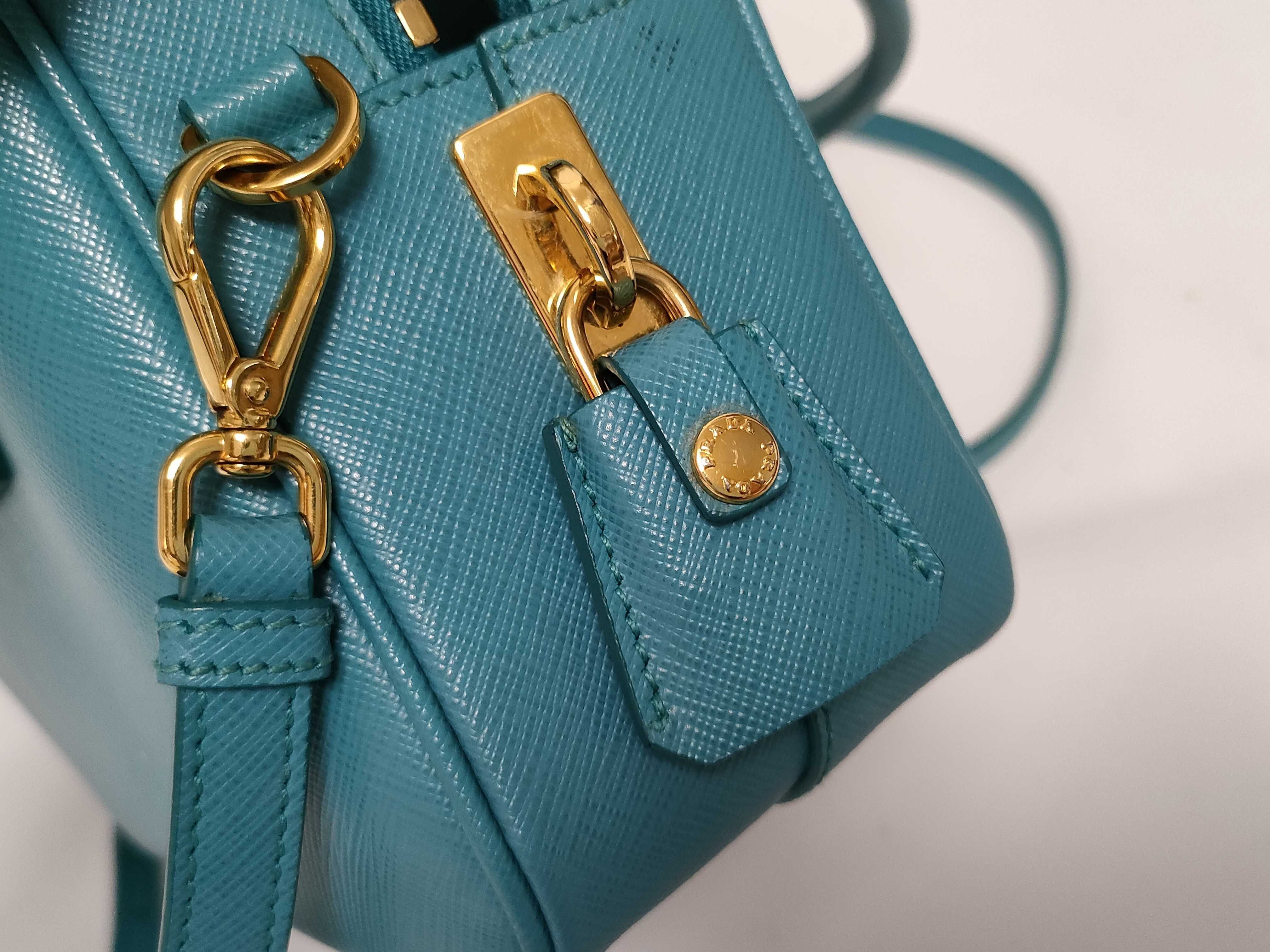 Saffiano Lux 2-Way Handbag Blue 1BB113 Handbag — view 13
