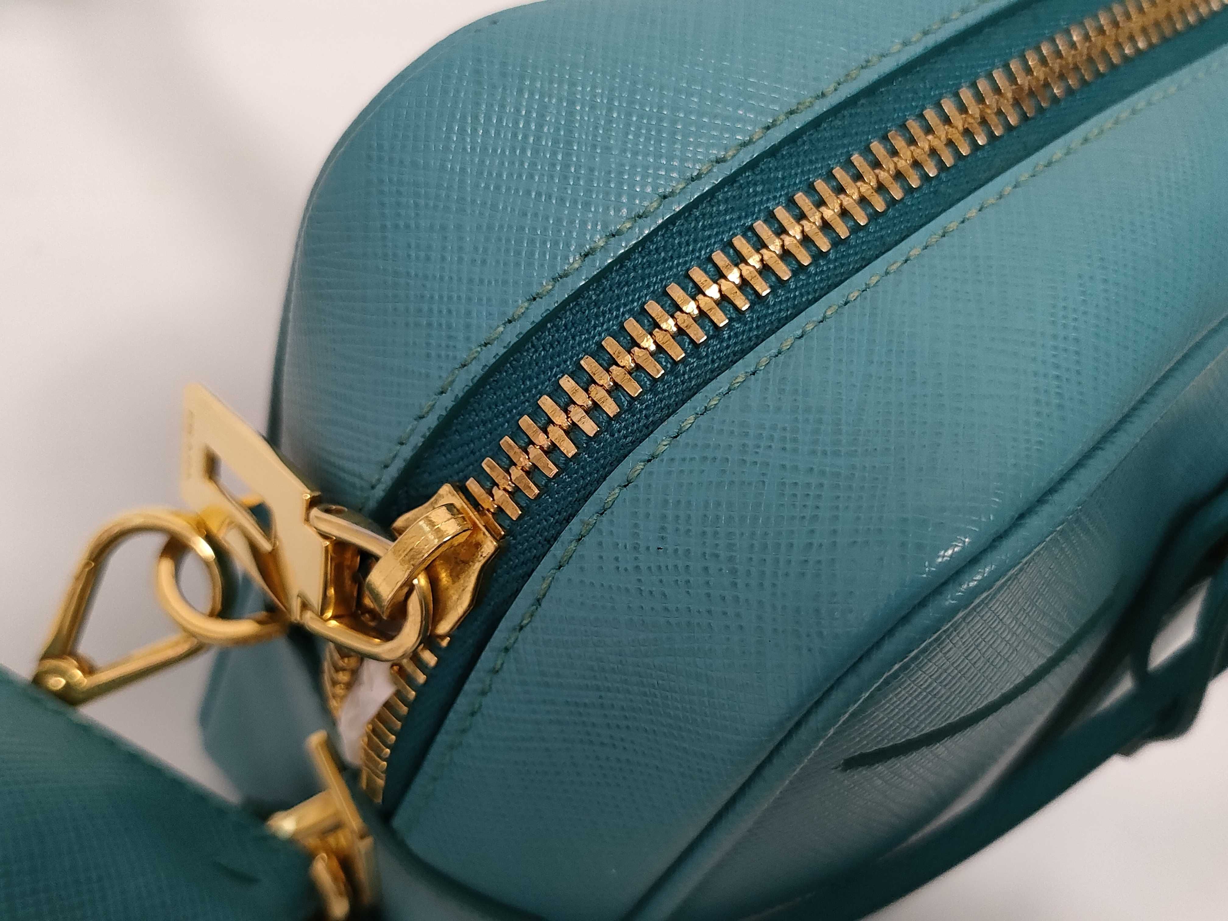 Saffiano Lux 2-Way Handbag Blue 1BB113 Handbag — view 8