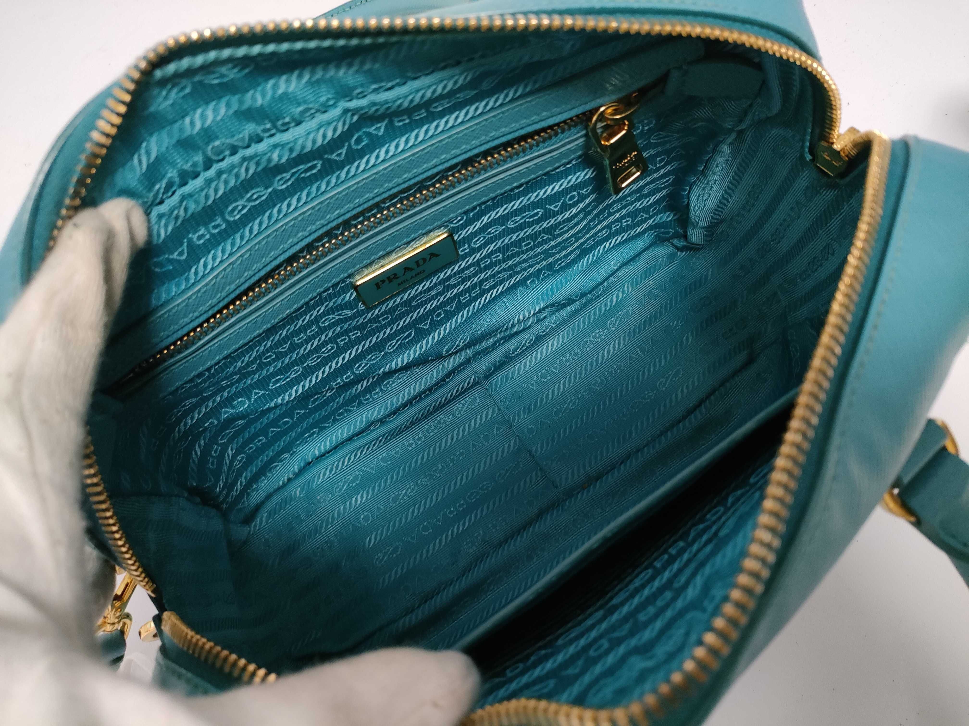 Saffiano Lux 2-Way Handbag Blue 1BB113 Handbag — view 9