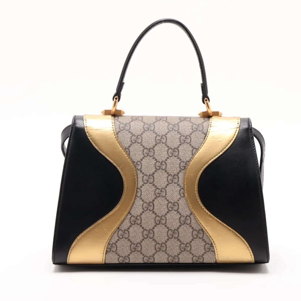 GG Supreme Osiride 497996 PVC x Leather 2-Way Handbag Beige x Black — view 2