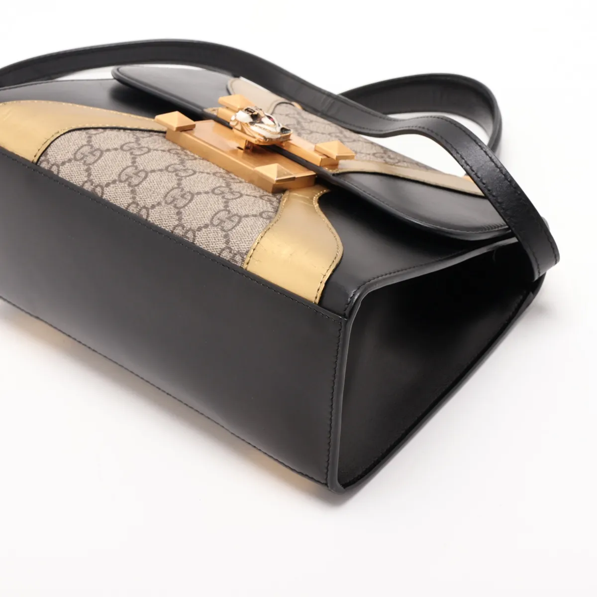 GG Supreme Osiride 497996 PVC x Leather 2-Way Handbag Beige x Black — view 3