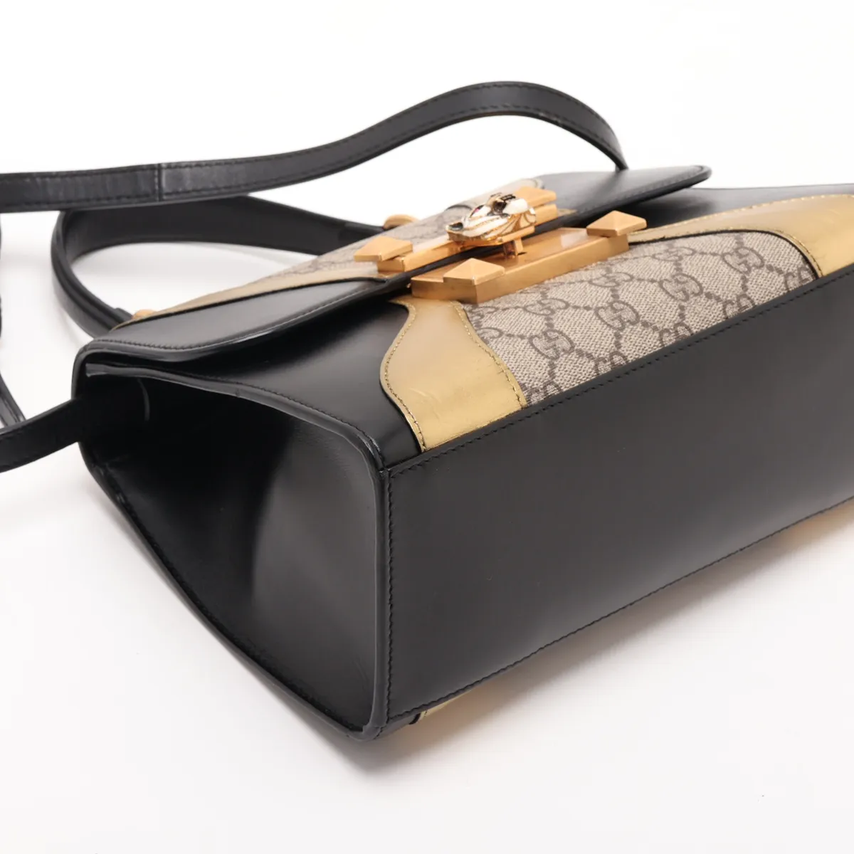 GG Supreme Osiride 497996 PVC x Leather 2-Way Handbag Beige x Black — view 4