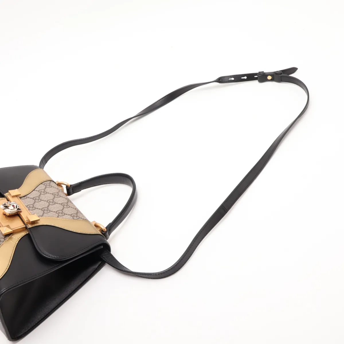GG Supreme Osiride 497996 PVC x Leather 2-Way Handbag Beige x Black — view 7