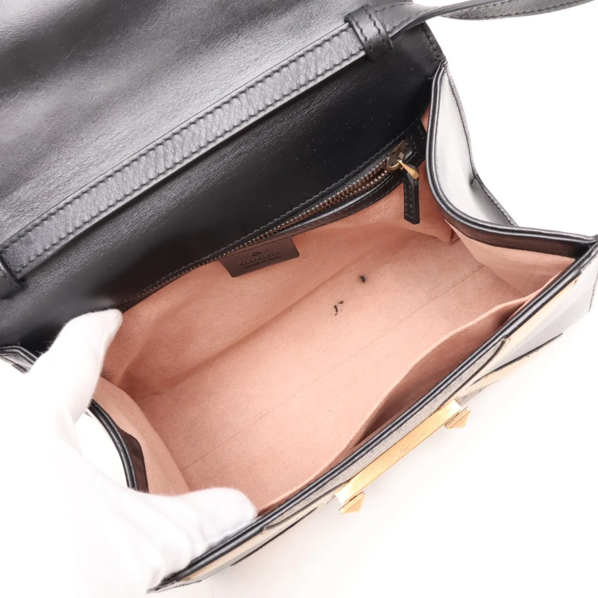 GG Supreme Osiride 497996 PVC x Leather 2-Way Handbag Beige x Black — view 8