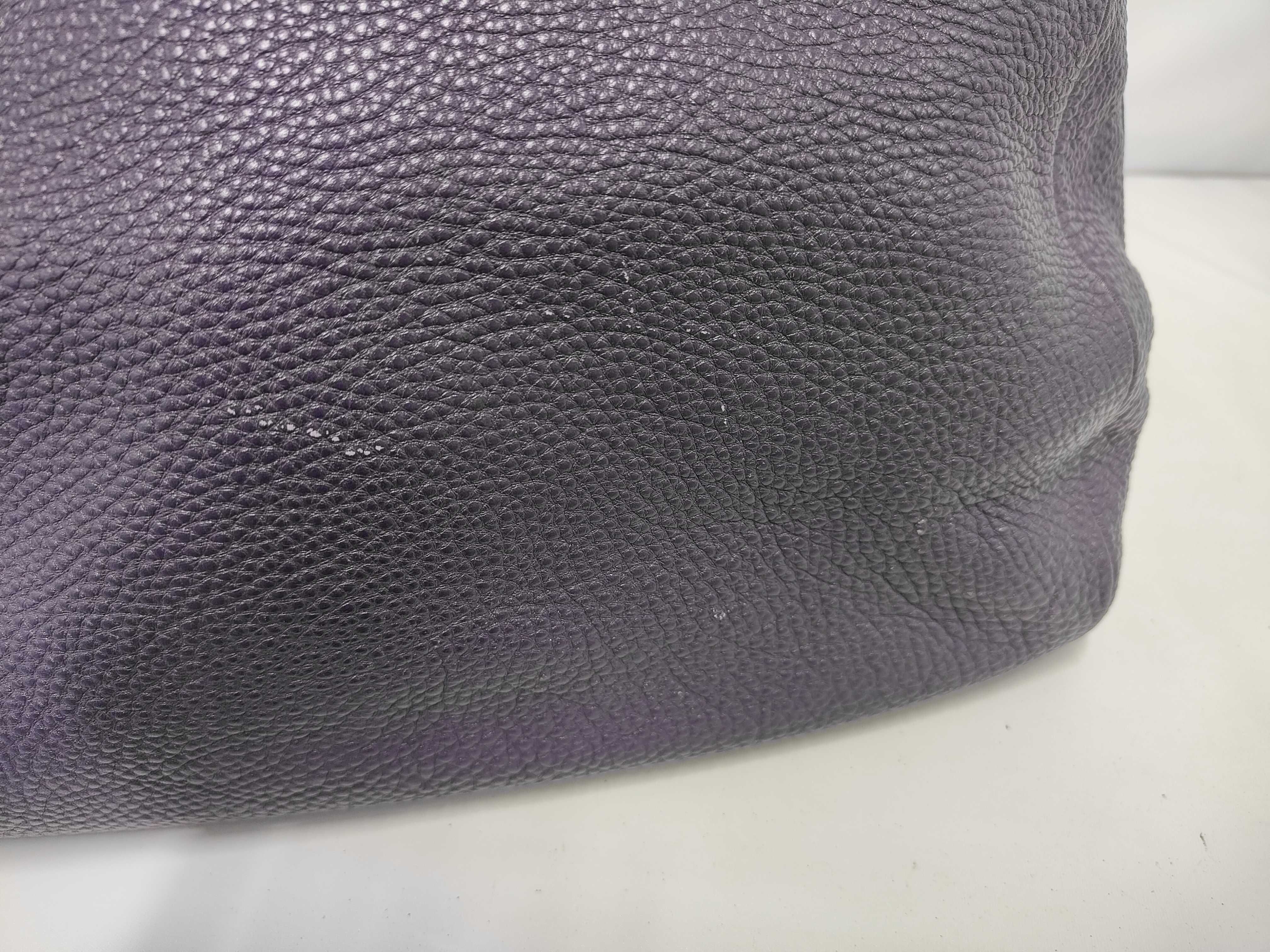 Zip Vertical Top Handle Bag, Purple Vitello Daino Leather, Gold Hardware — view 11