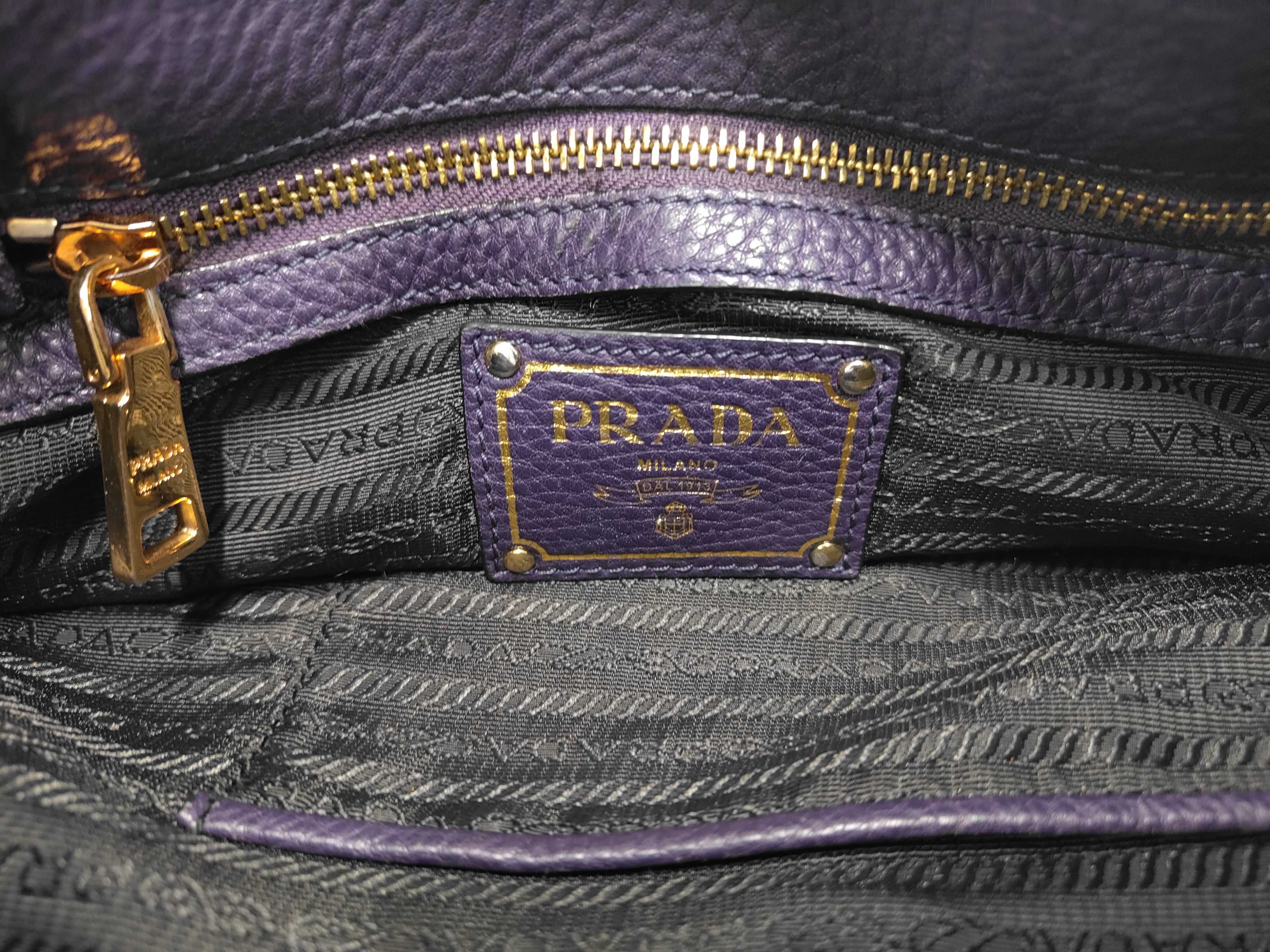Zip Vertical Top Handle Bag, Purple Vitello Daino Leather, Gold Hardware — view 14