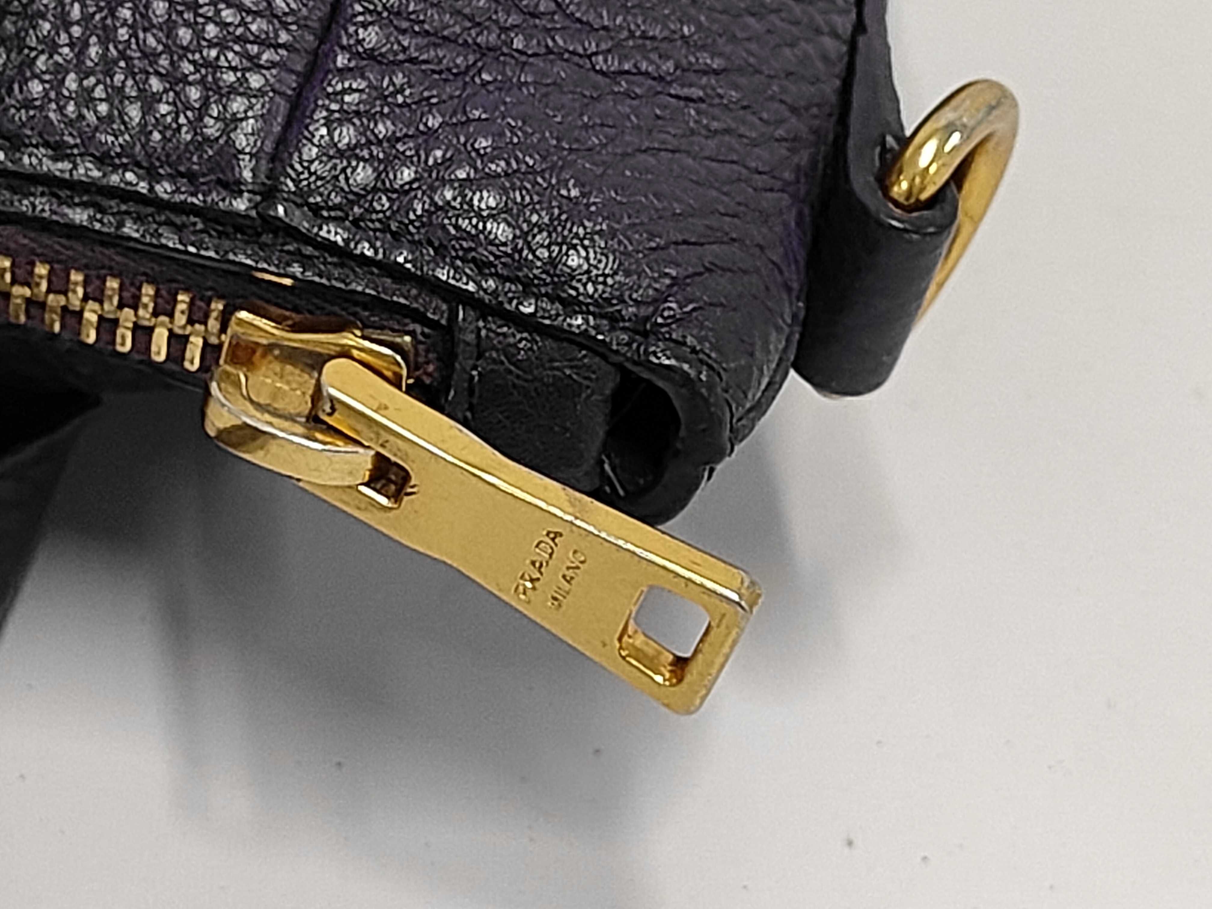Zip Vertical Top Handle Bag, Purple Vitello Daino Leather, Gold Hardware — view 9