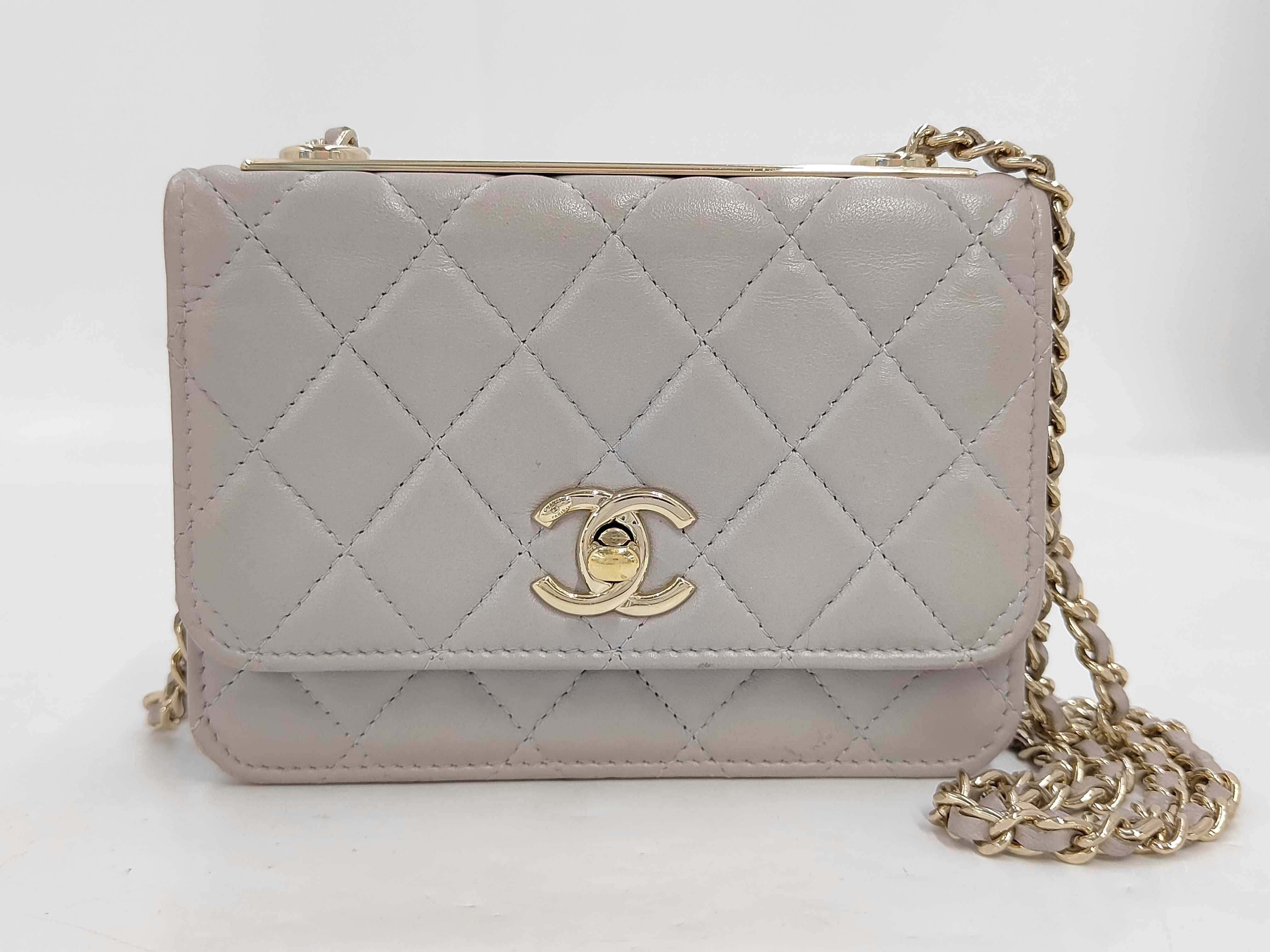Trendy CC Random Number Grey Chain Shoulder Bag, Matelassé, with some protective film still attached.