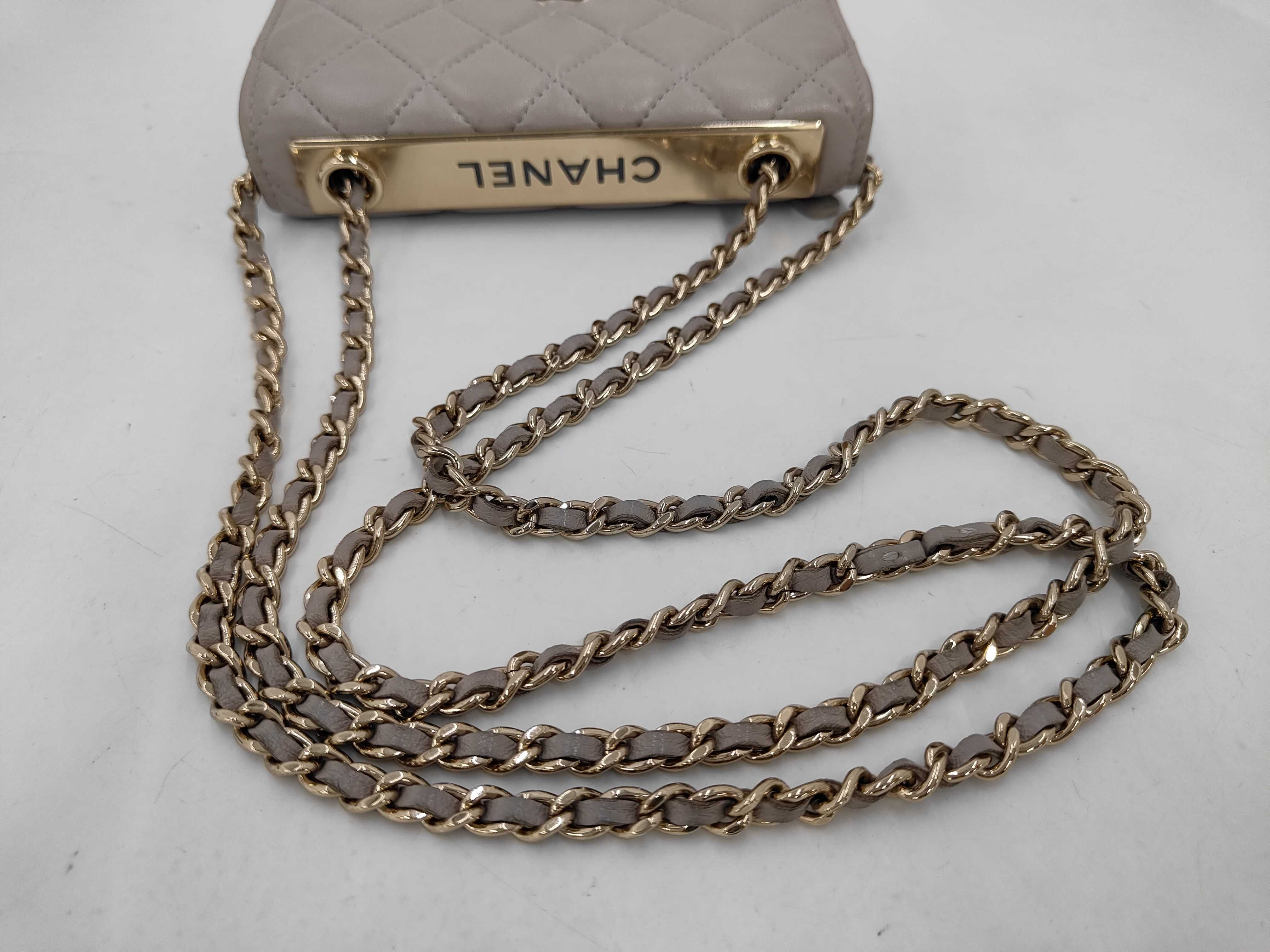 Trendy CC Random Number Grey Chain Shoulder Bag, Matelassé, with some protective film still attached. — view 11