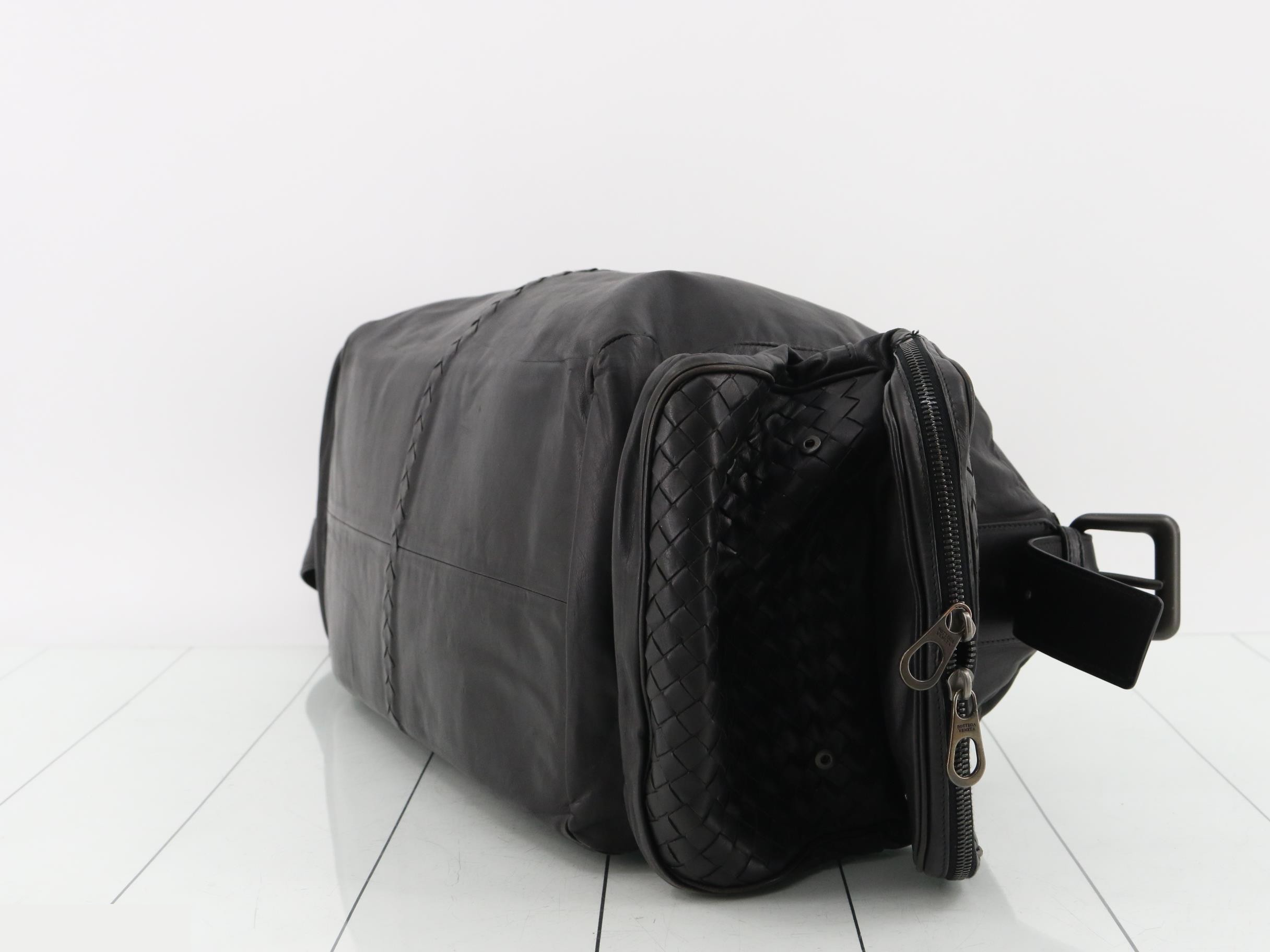 Intrecciato Shoulder Boston Bag, Black — view 6