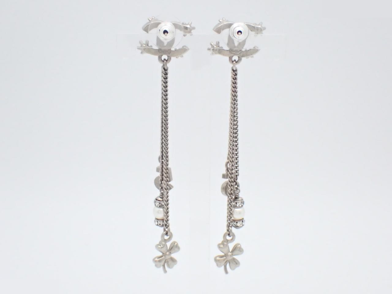 Earrings, Coco Mark design, silver, stone, pearl — view 2
