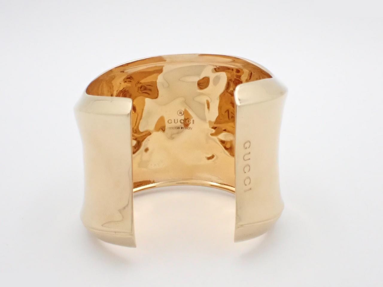 Bamboo Wide Cuff Bracelet, GP Gold, Wrist Circumference Approx. 17cm — view 2