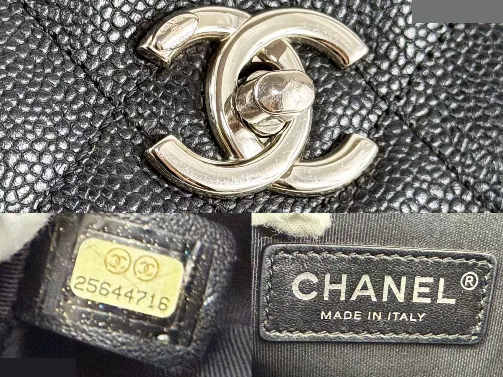 Black caviar leather 2-way Matelassé shoulder bag, W27cm, approximately 25th series. — view 12
