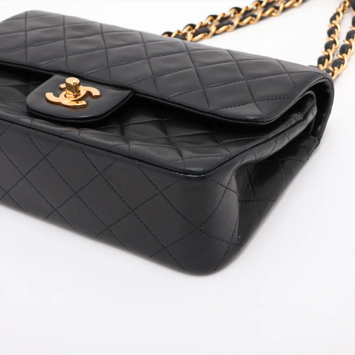 [Individually packaged] Chanel Matelassé 23 Small Lambskin Double Flap Double Chain Bag, Black with Gold Hardware, 2390403, Series 2, A01113 — view 3