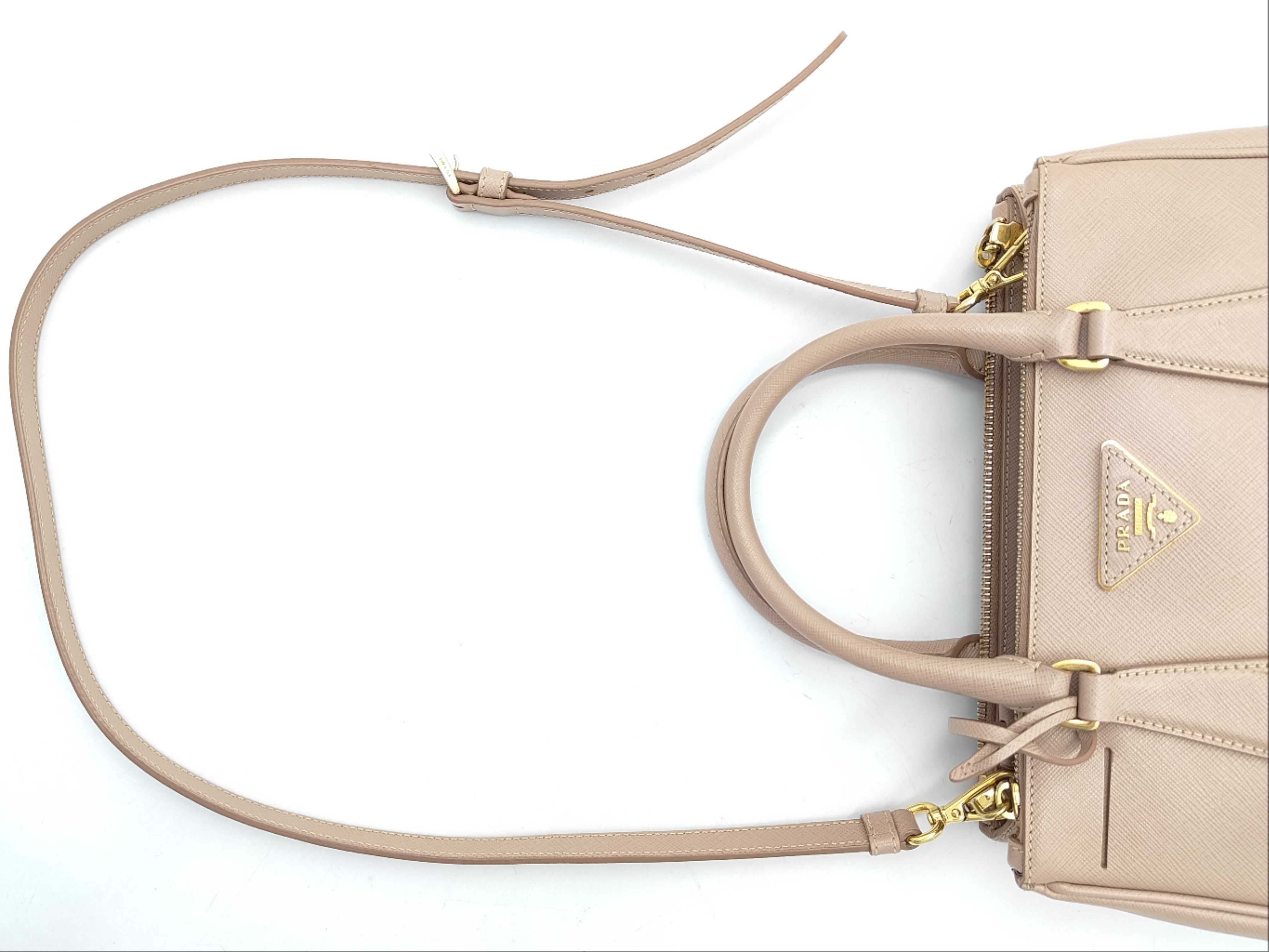 Saffiano Galleria 2-Way Handbag, Beige with Gold Hardware — view 3
