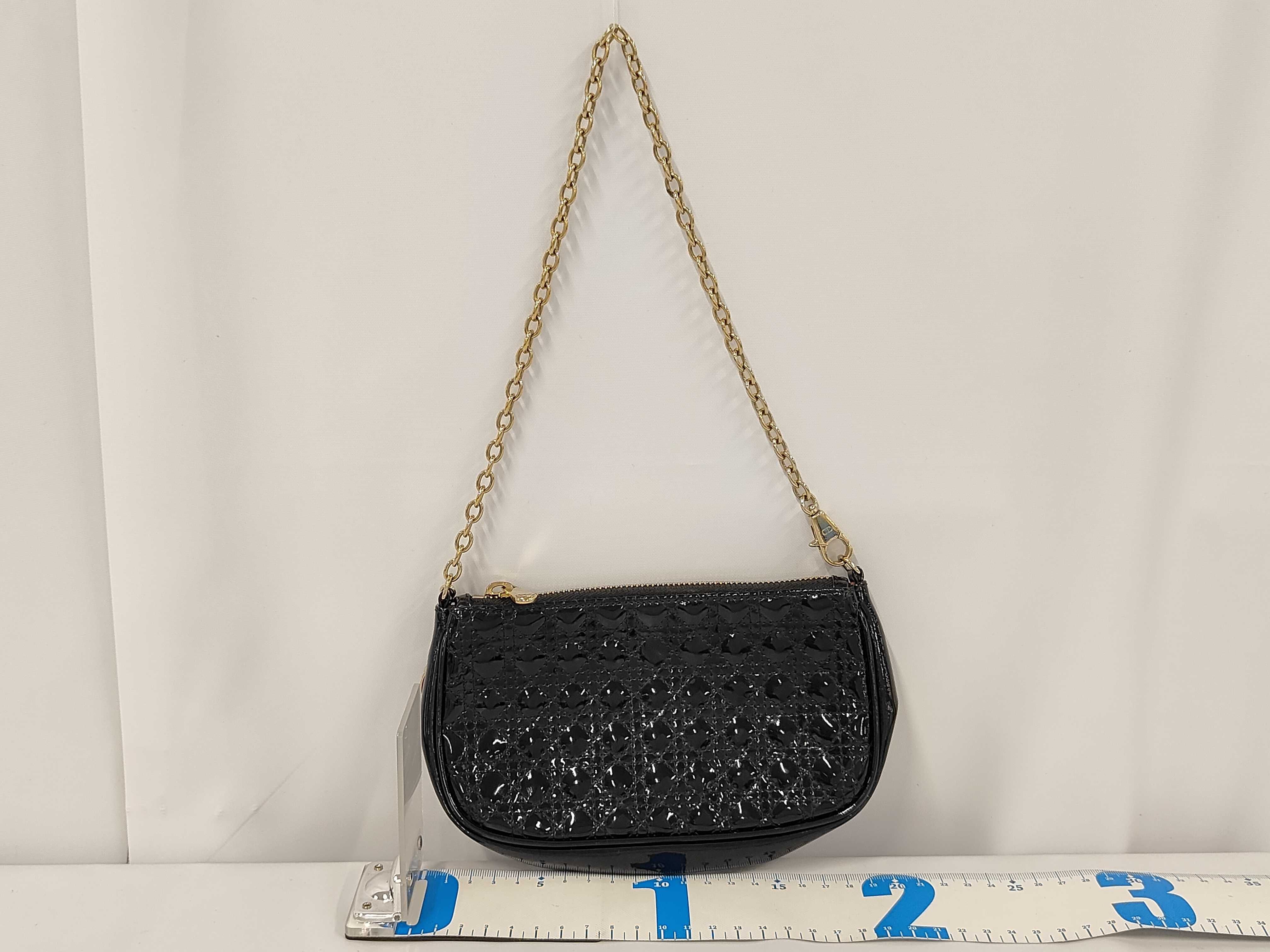 Mini Cannage Accessory Pouch with Logo Charm, Black Handbag — view 2