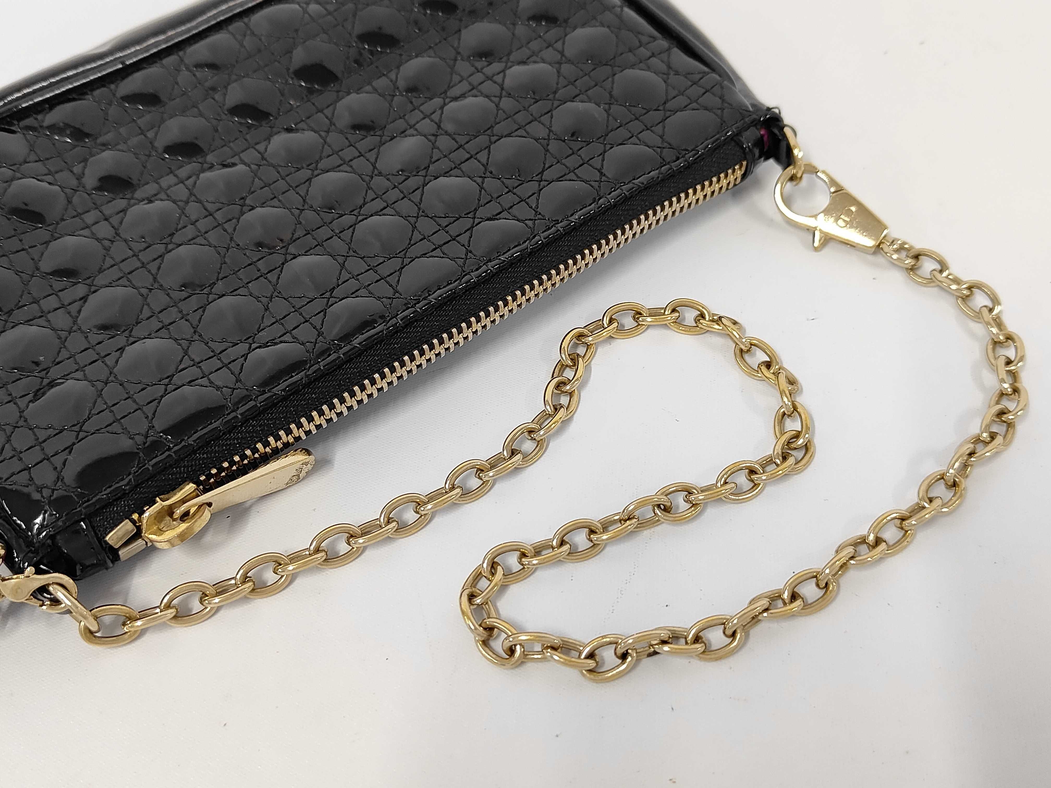 Mini Cannage Accessory Pouch with Logo Charm, Black Handbag — view 3