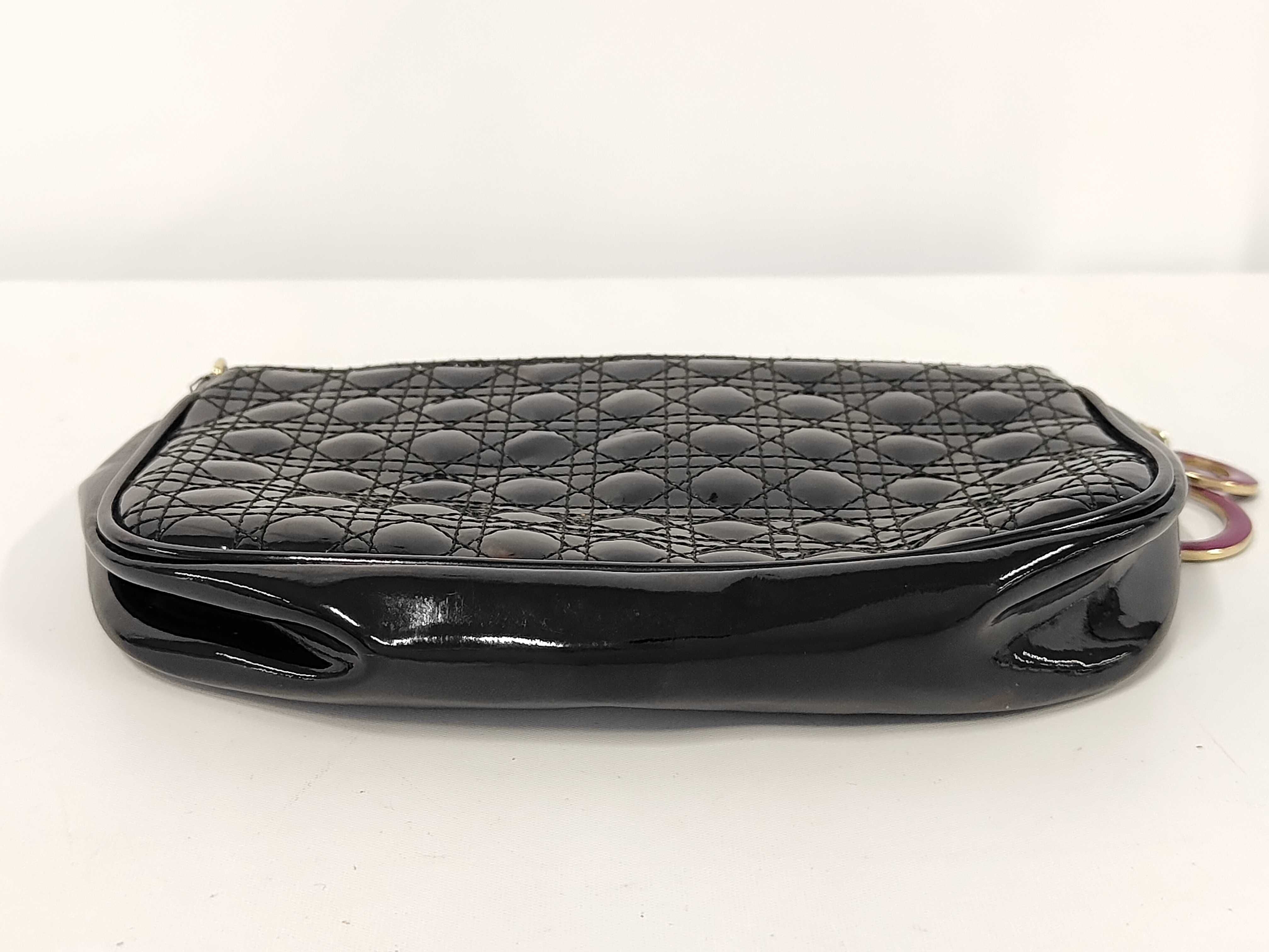 Mini Cannage Accessory Pouch with Logo Charm, Black Handbag — view 7