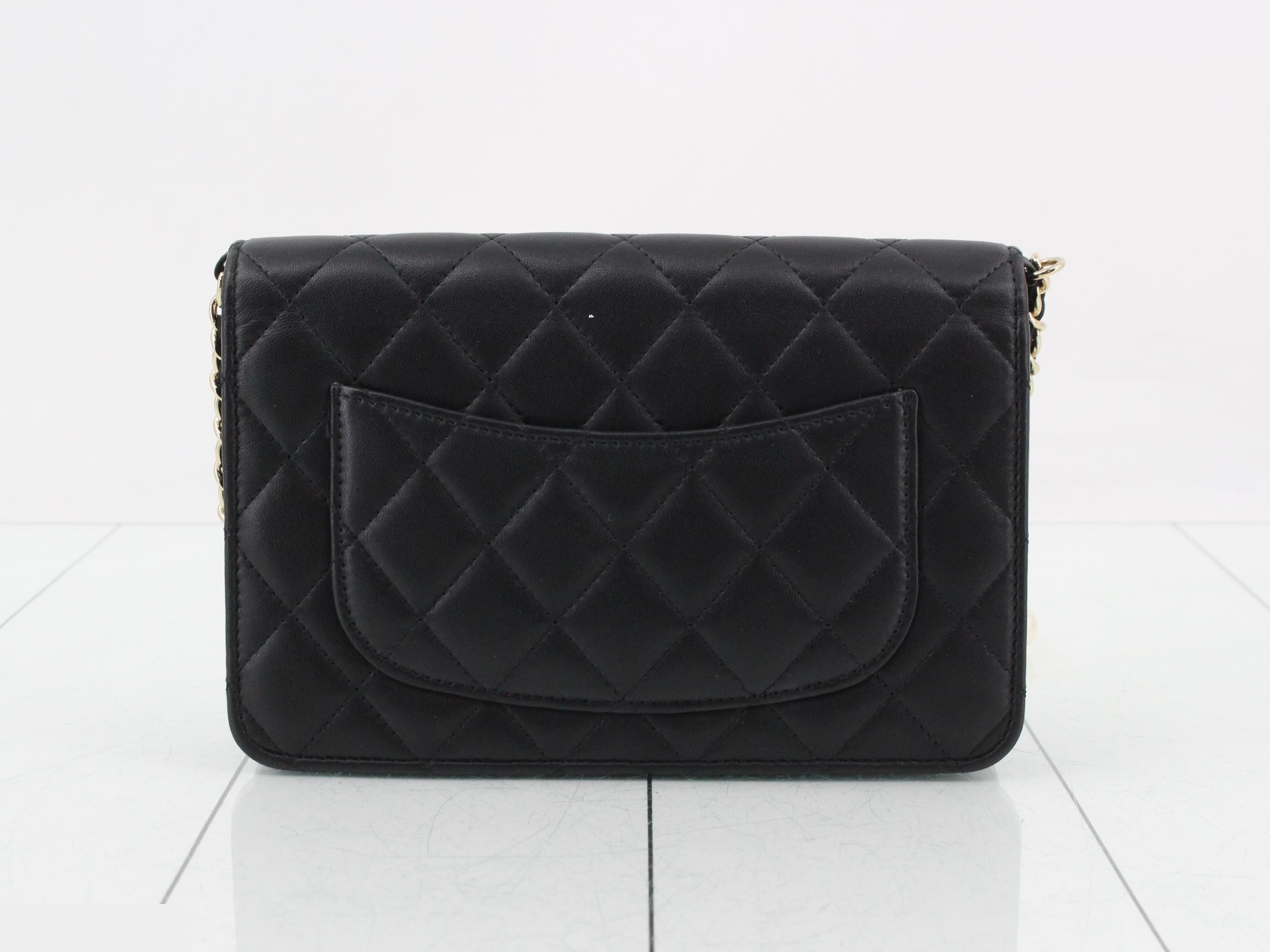 Pearl Matelassé Lambskin Chain Wallet — view 2