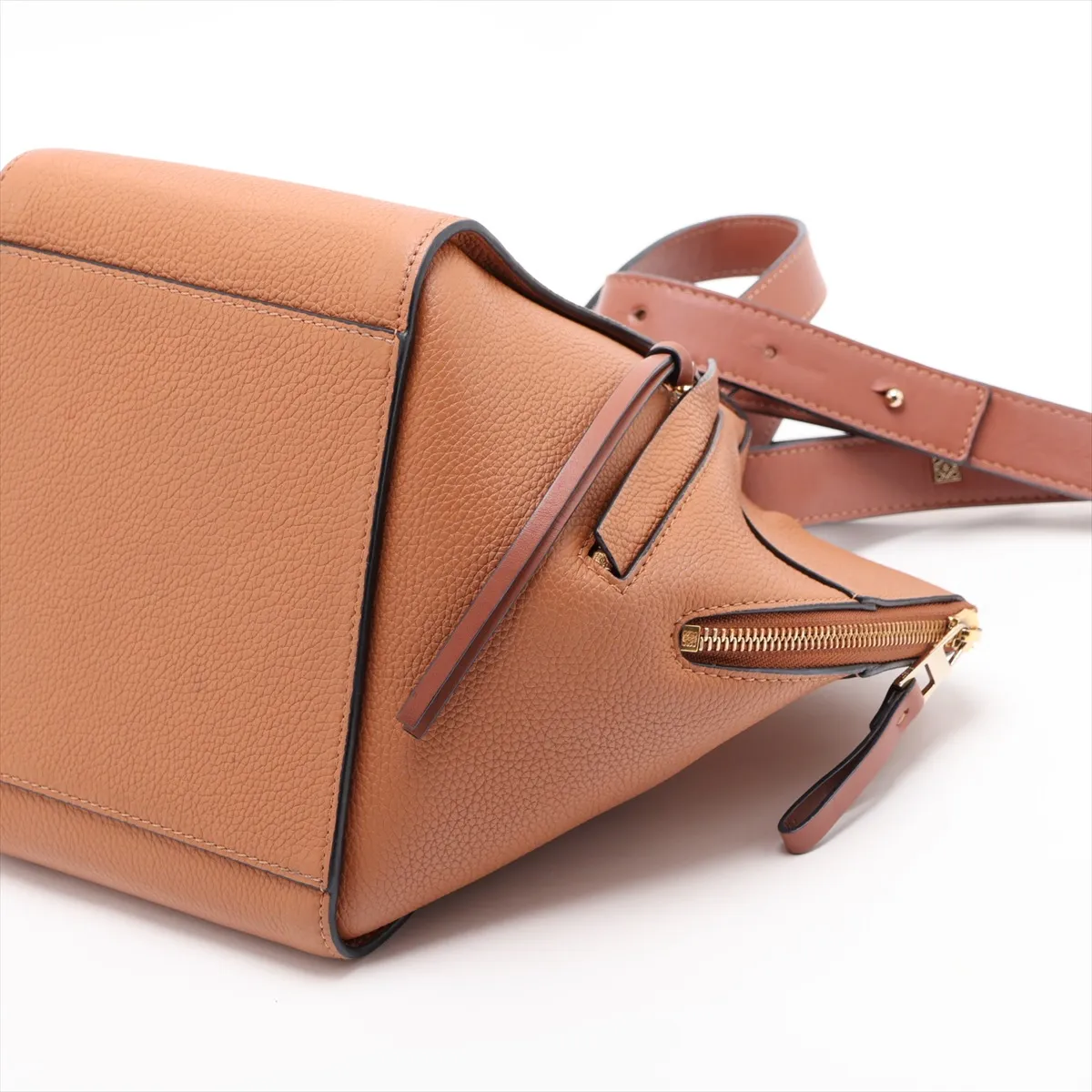 Hammock Compact Leather 2-Way Handbag, Brown — view 3