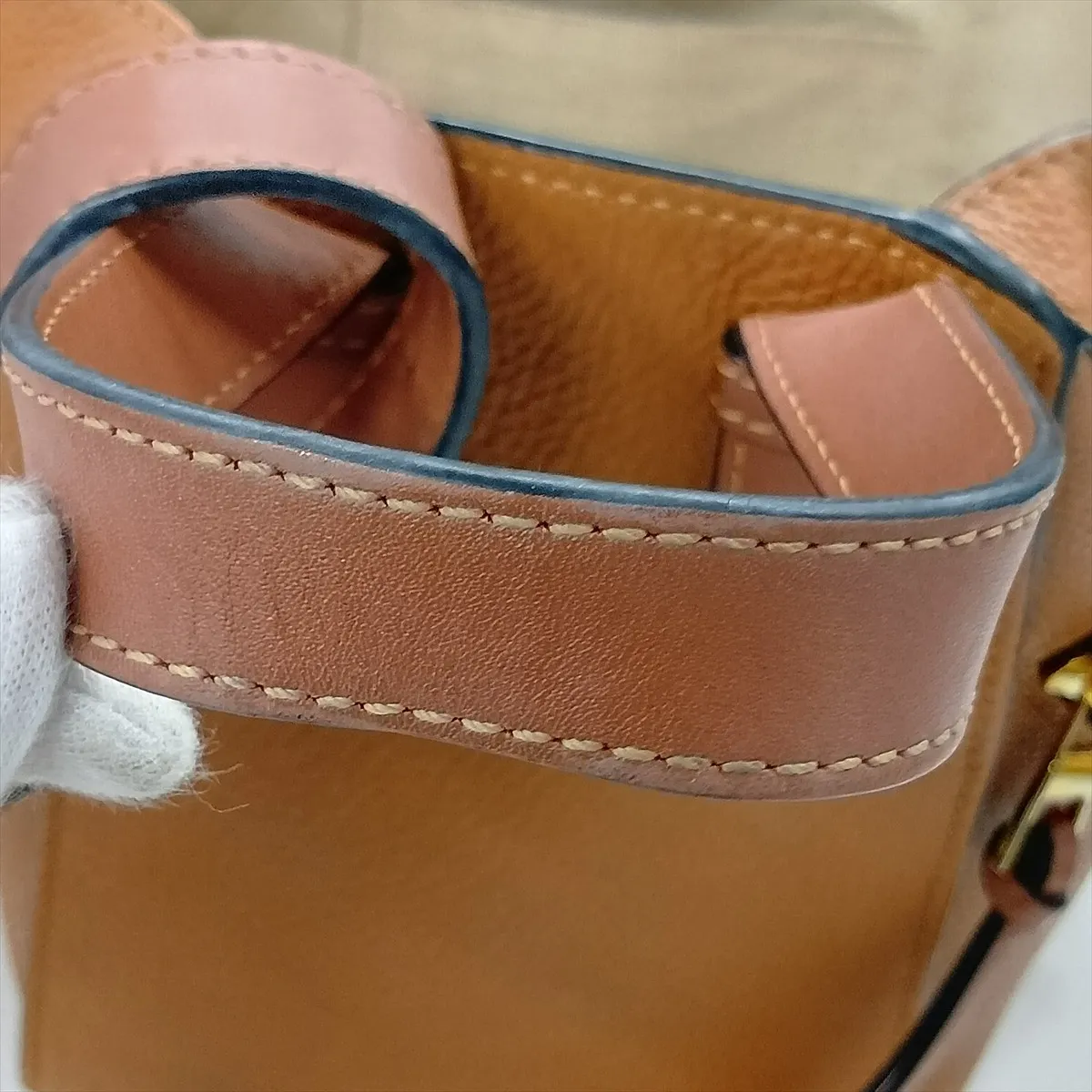 Hammock Compact Leather 2-Way Handbag, Brown — view 10