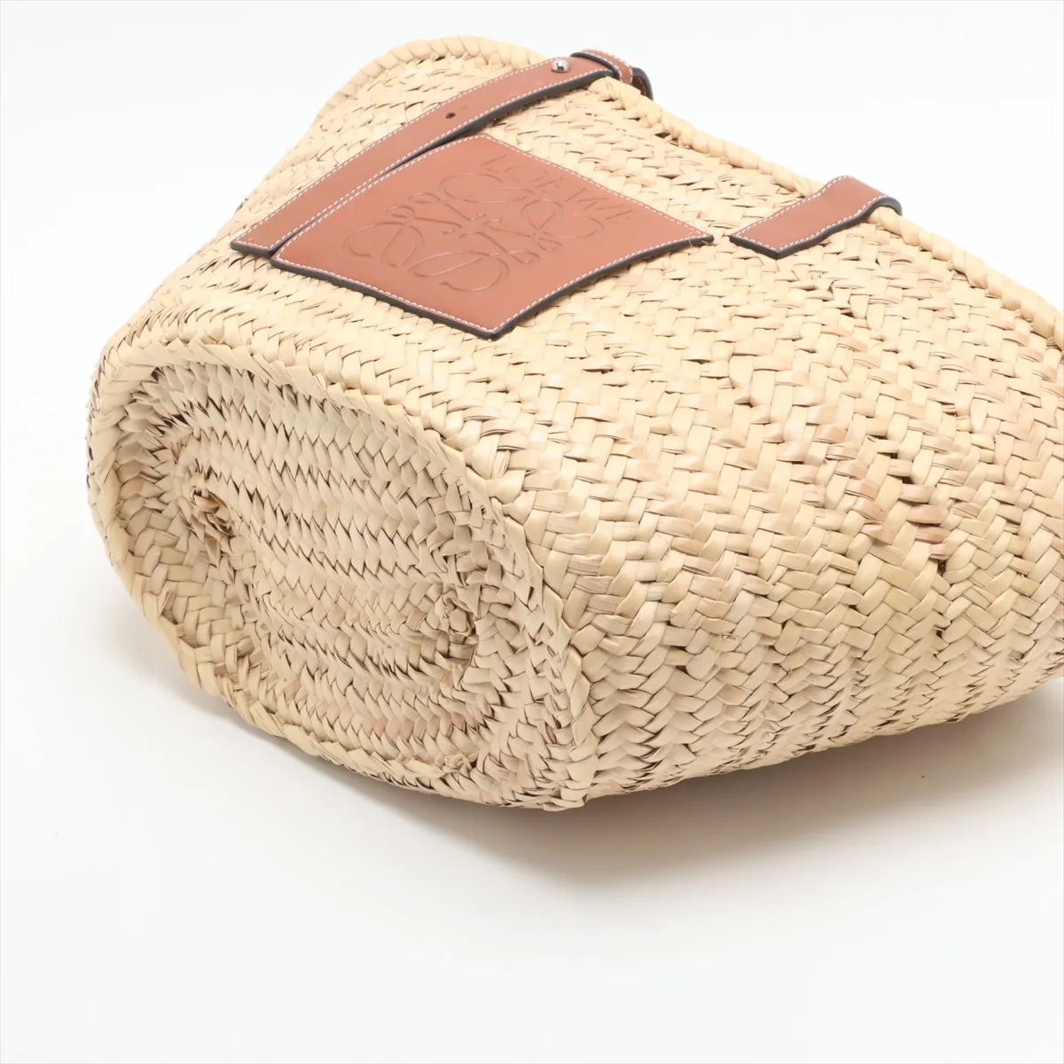 Basket Large Raffia x Leather Basket Bag Beige — view 3