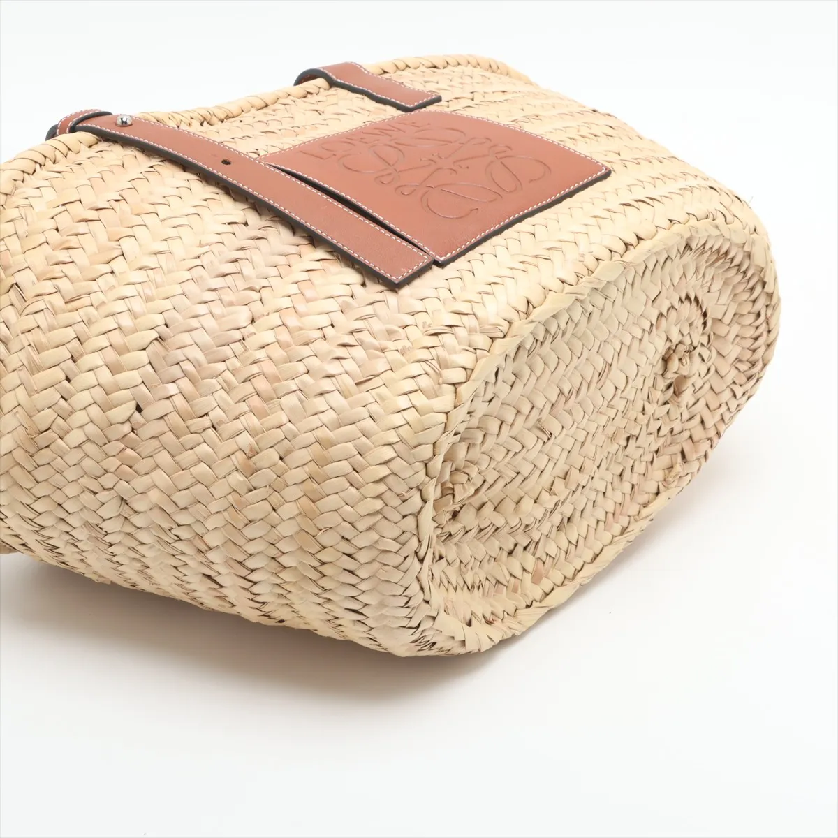 Basket Large Raffia x Leather Basket Bag Beige — view 4