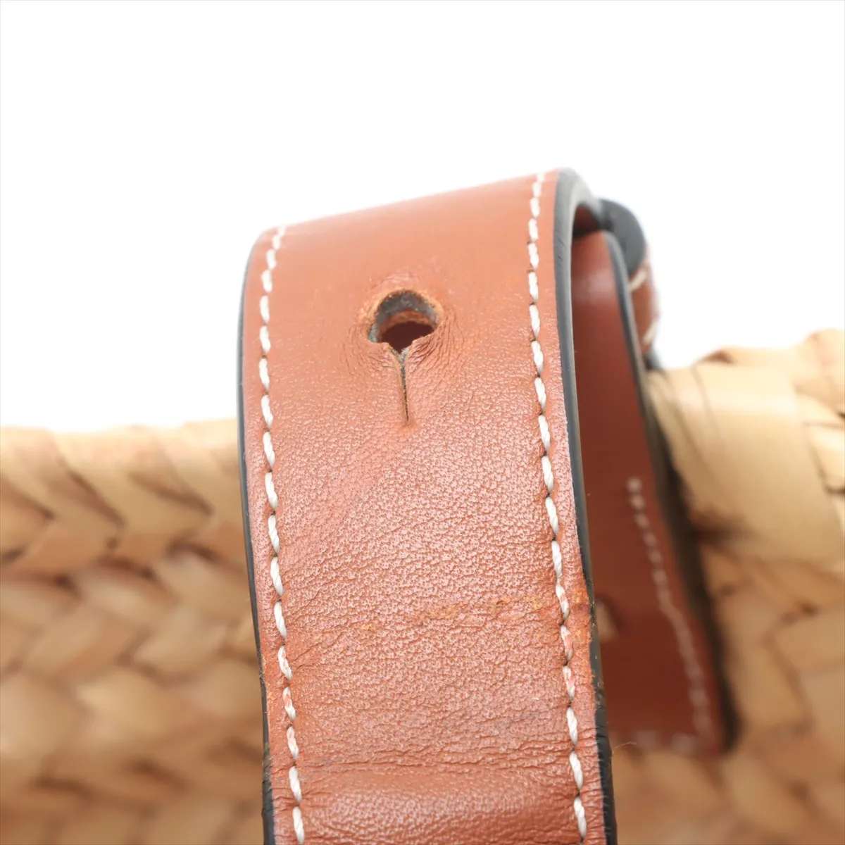 Basket Large Raffia x Leather Basket Bag Beige — view 9