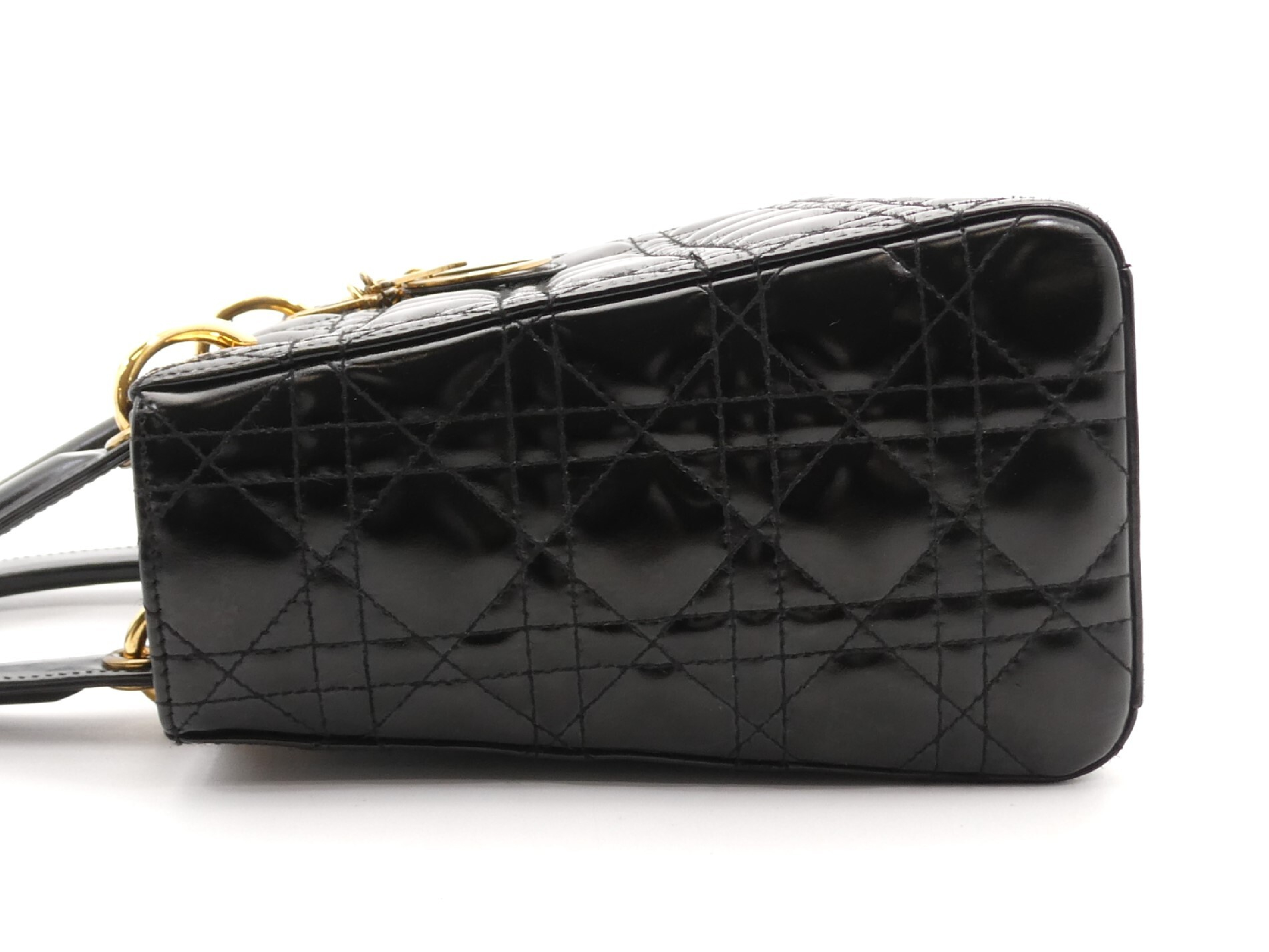 Lady Dior Cannage Enamel Handbag — view 3