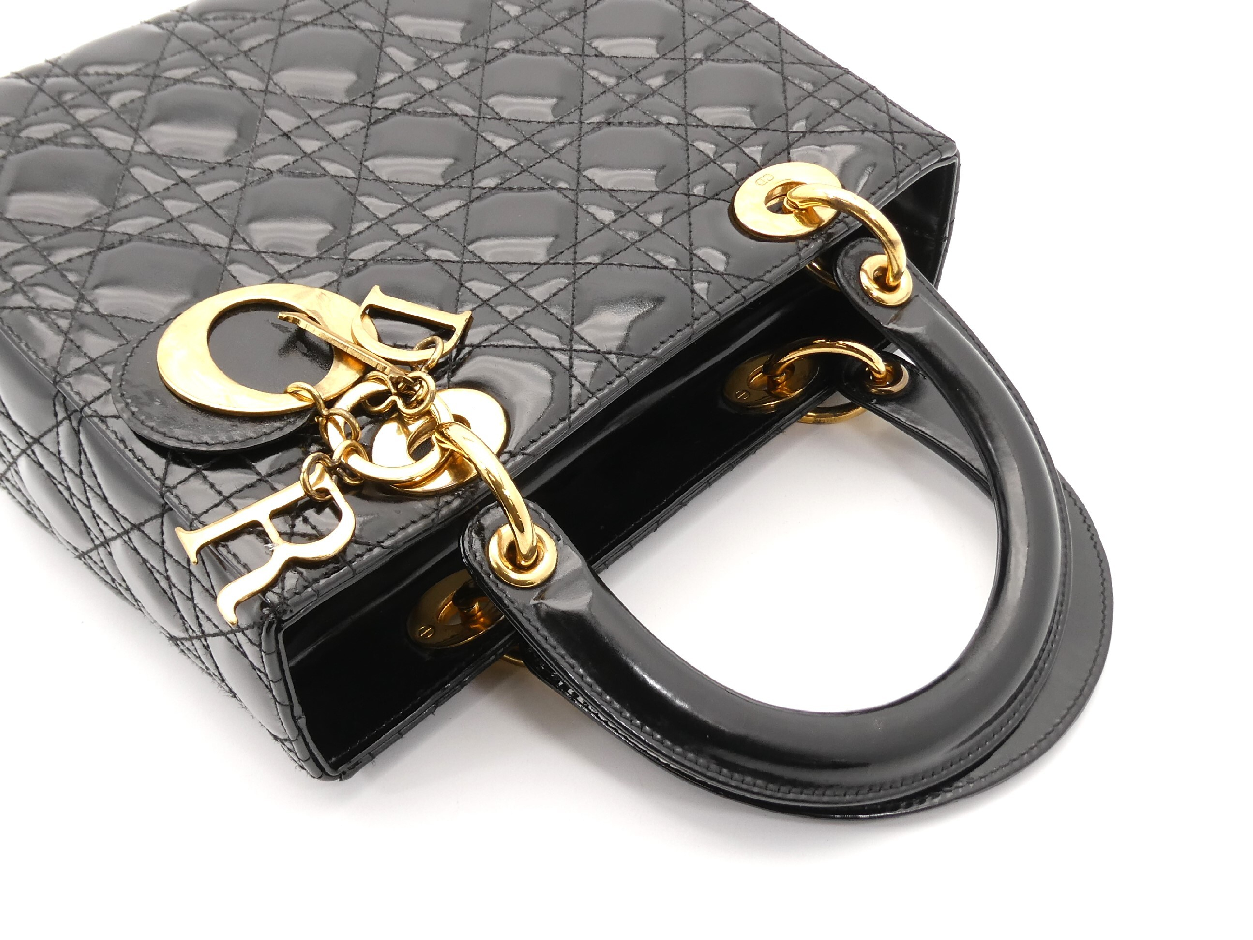 Lady Dior Cannage Enamel Handbag — view 6