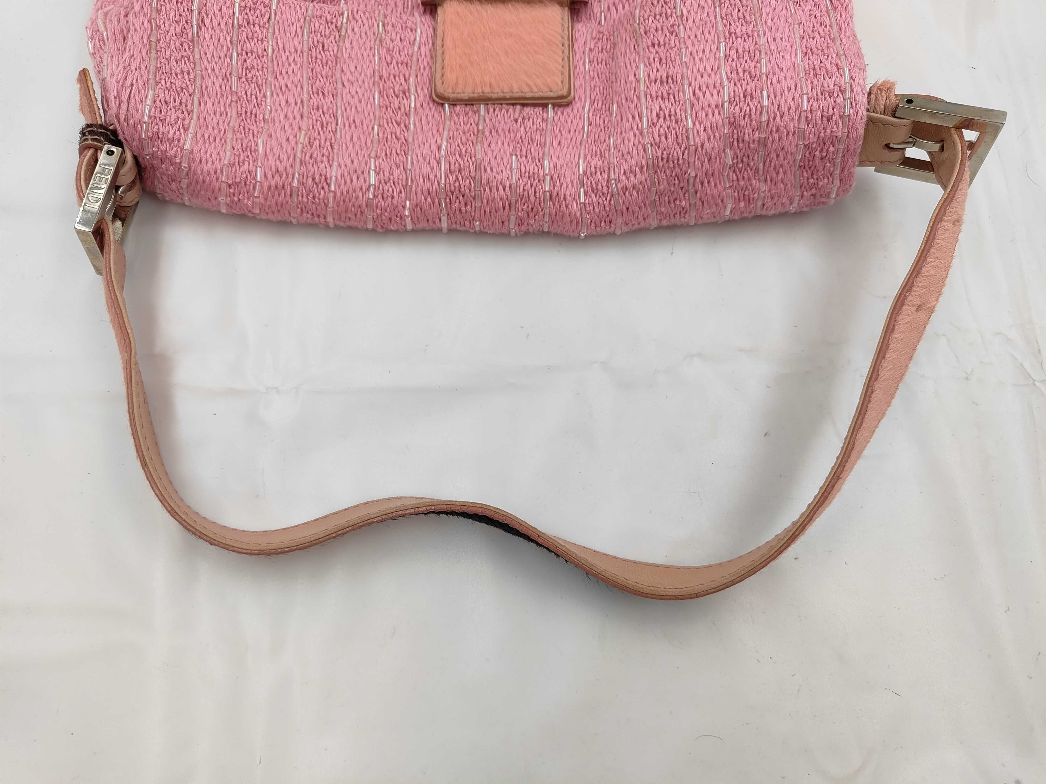 Mamma Bucket Beaded Calfskin Knit Pink Shoulder Bag — view 3