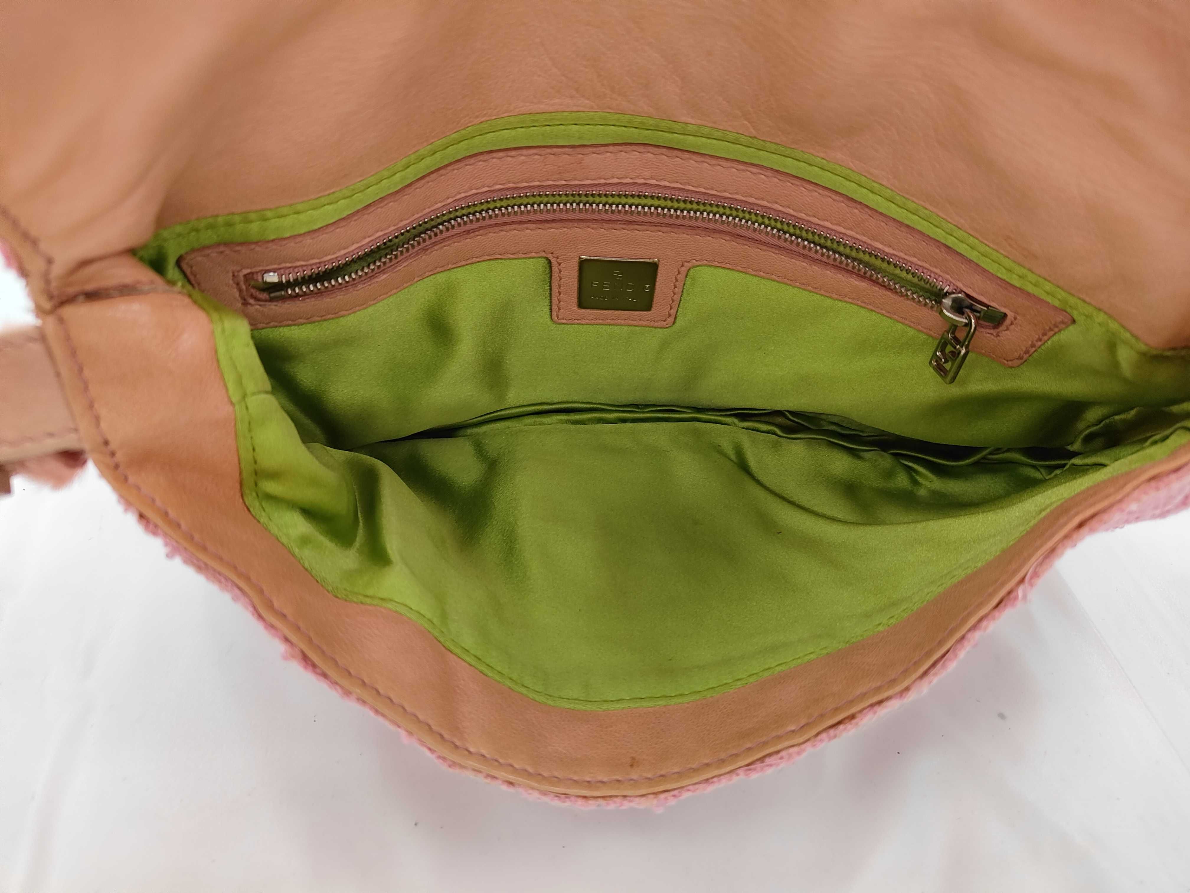 Mamma Bucket Beaded Calfskin Knit Pink Shoulder Bag — view 6