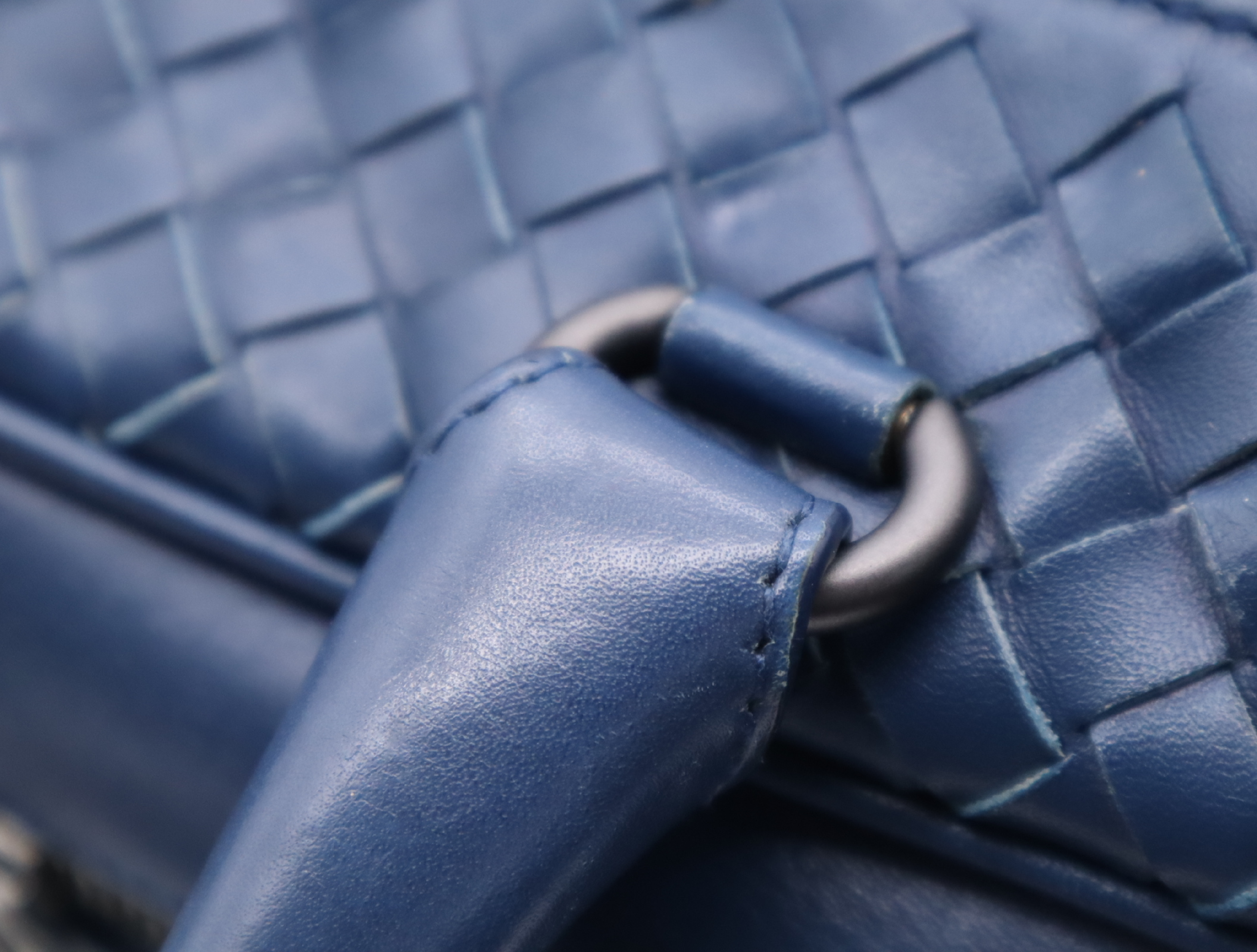 Leather Intrecciato 2-Way Business Bag with Shoulder Strap, Blue Business Bag — view 11