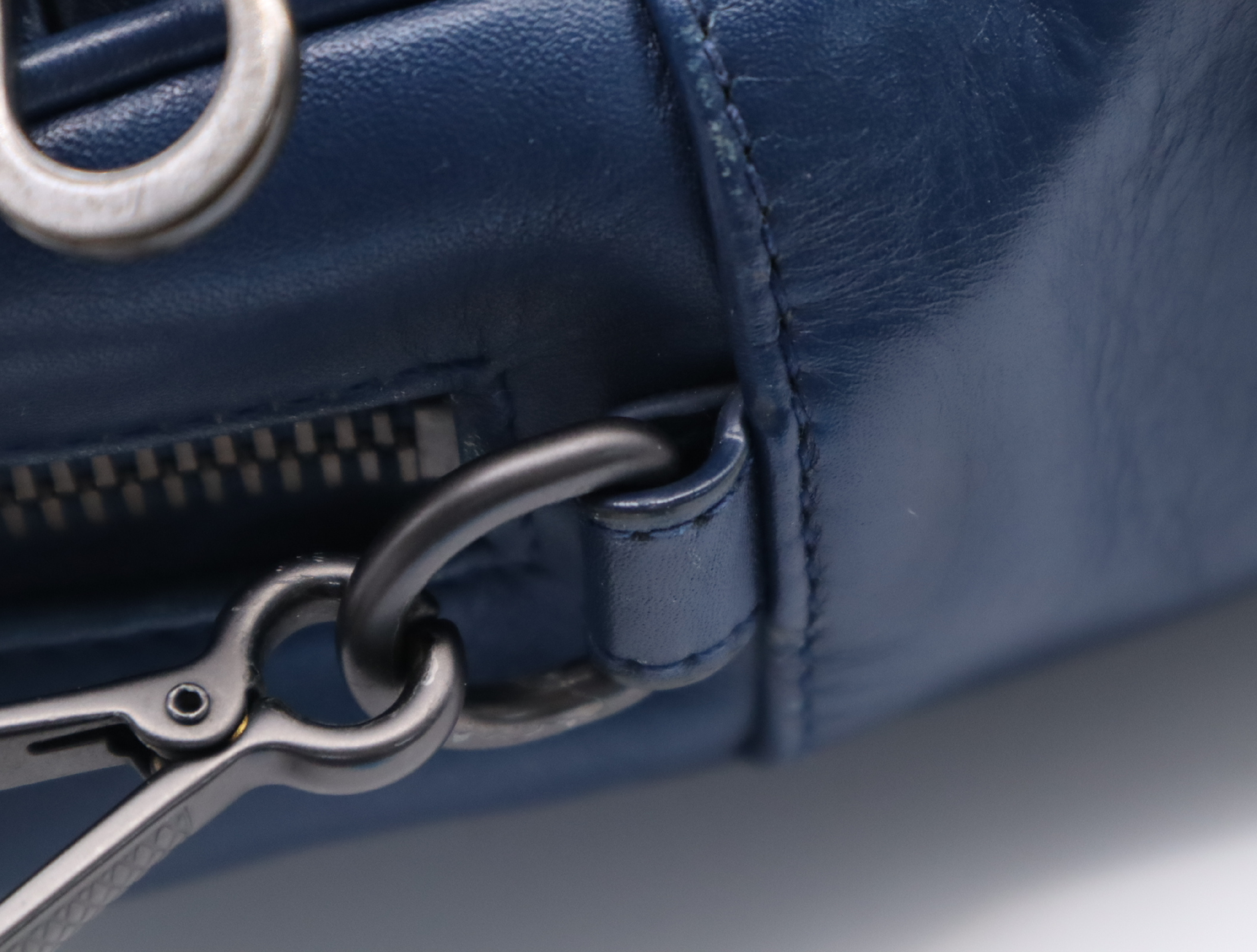 Leather Intrecciato 2-Way Business Bag with Shoulder Strap, Blue Business Bag — view 13