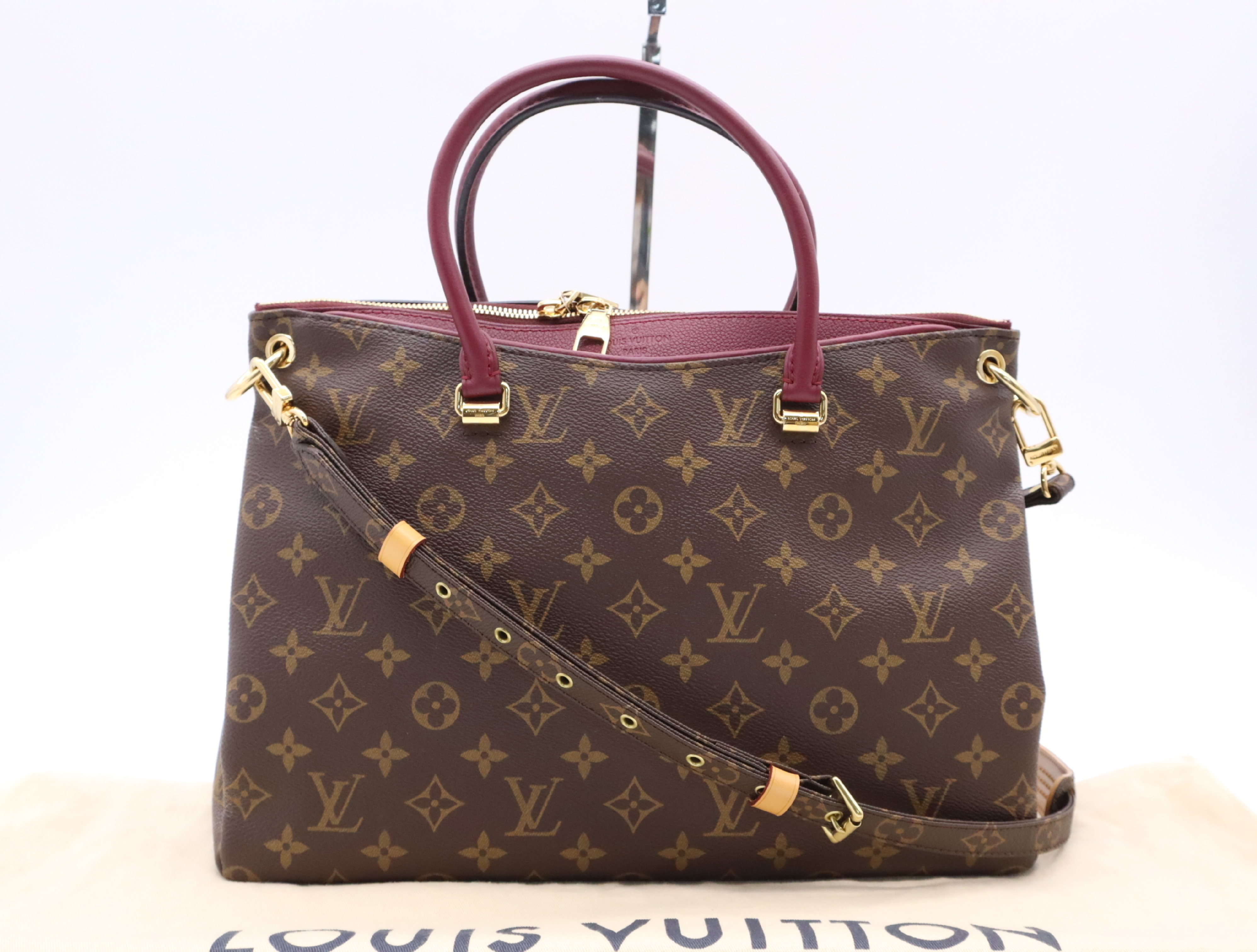 M43705 Monogram Pallas Rose Bruyère Handbag with Shoulder Strap and Dust Bag