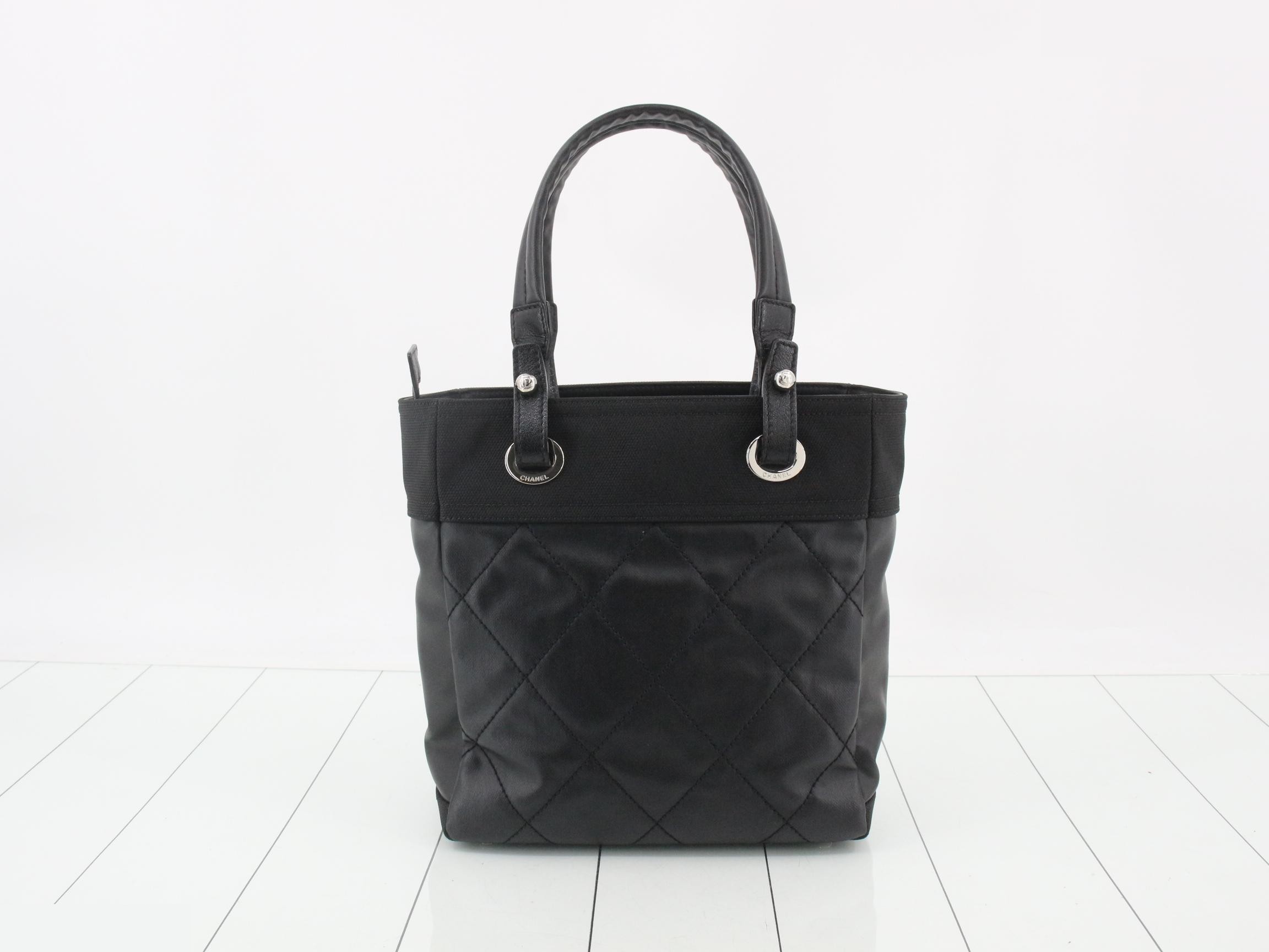 Paris Biarritz Tote PM, Black, Silver Hardware, Series 11, Includes Card and Sticker, W25cm — view 2