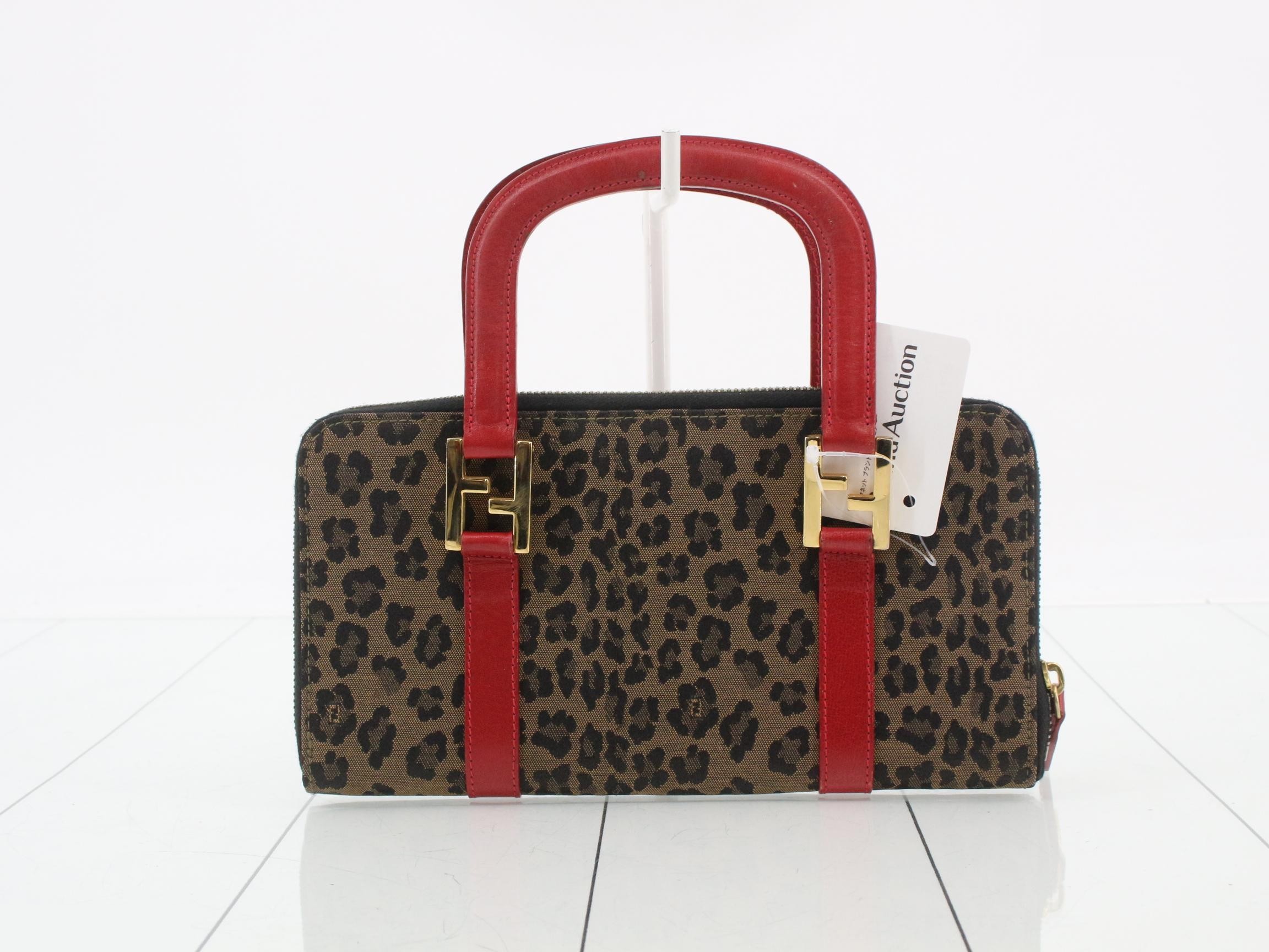 Logo Mini Bag, Leopard Print, Brown x Red, 24 x 13 x 2 cm — view 2