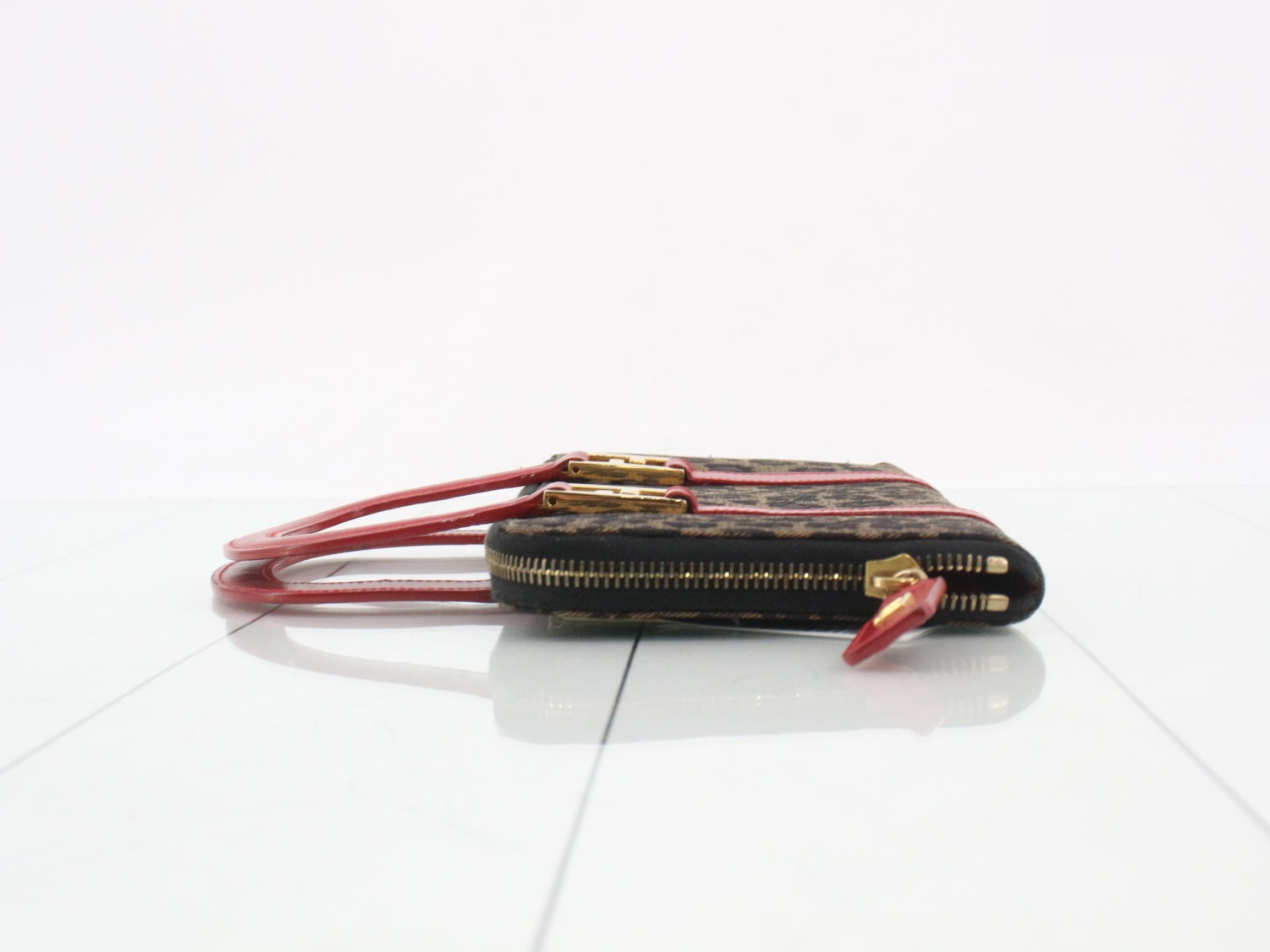 Logo Mini Bag, Leopard Print, Brown x Red, 24 x 13 x 2 cm — view 4