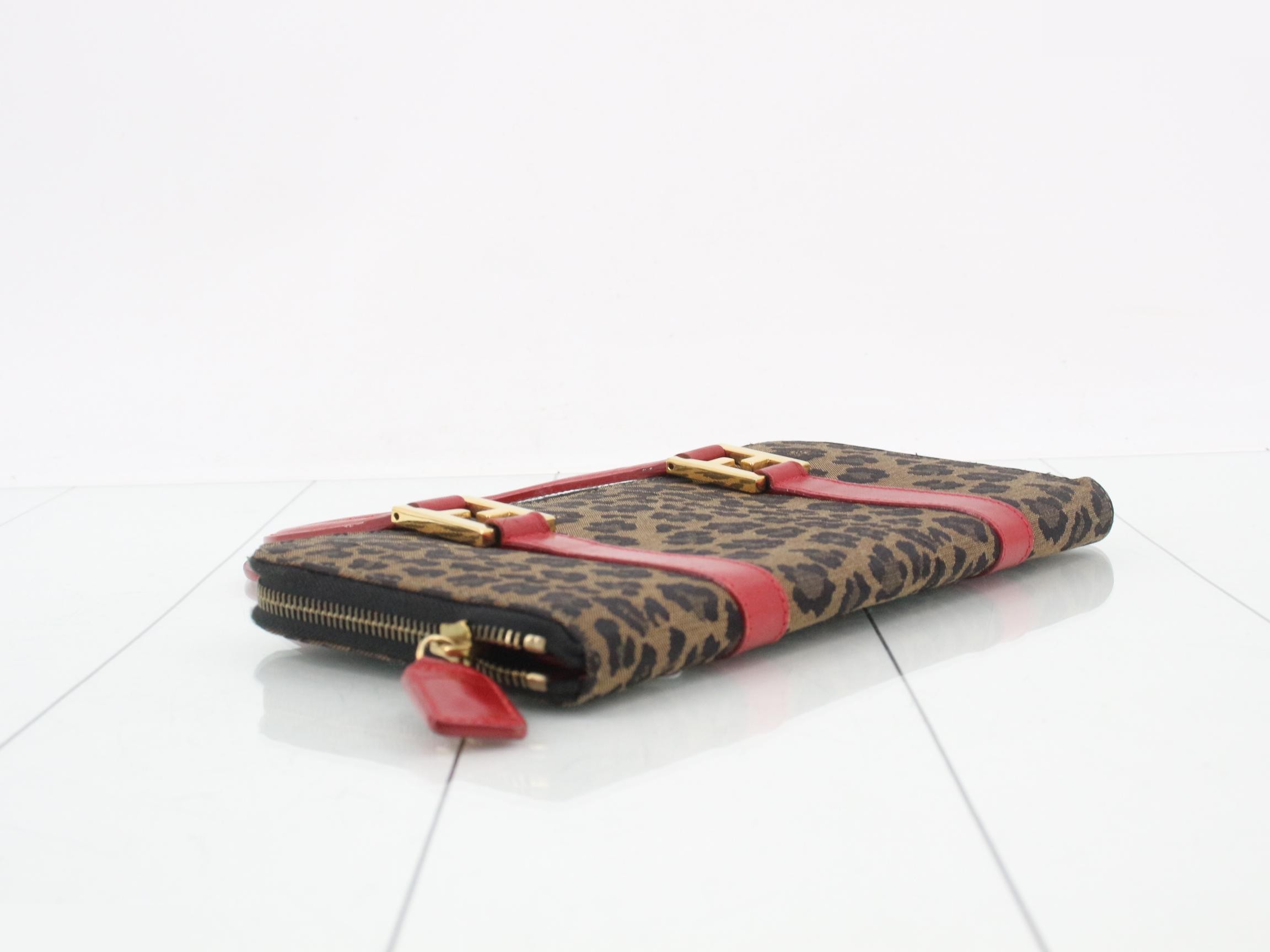 Logo Mini Bag, Leopard Print, Brown x Red, 24 x 13 x 2 cm — view 5