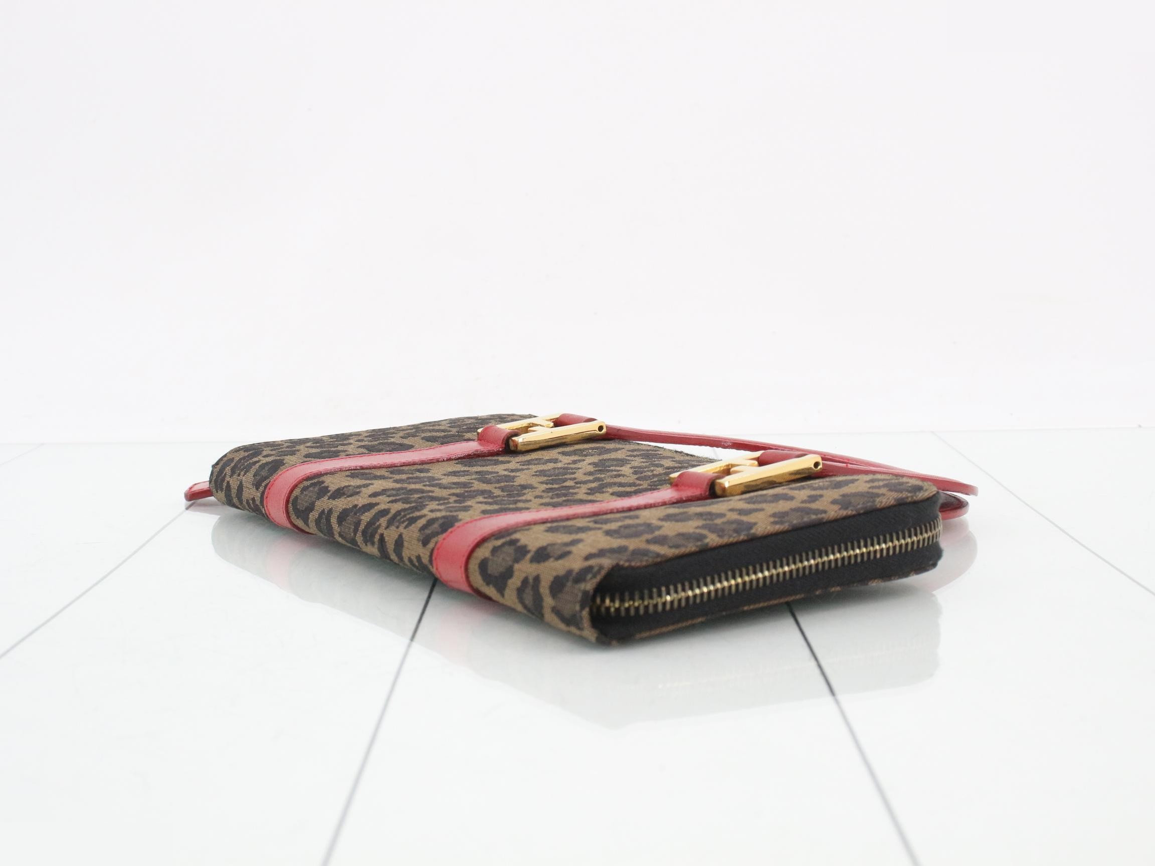 Logo Mini Bag, Leopard Print, Brown x Red, 24 x 13 x 2 cm — view 6