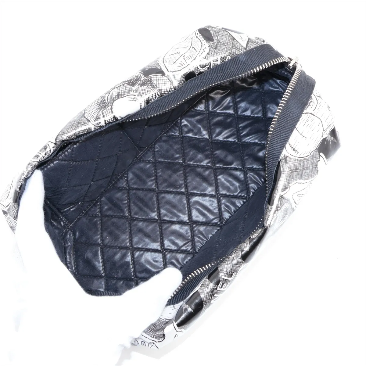 Camellia PVC Pouch Black Silver Hardware 26877526 — view 3