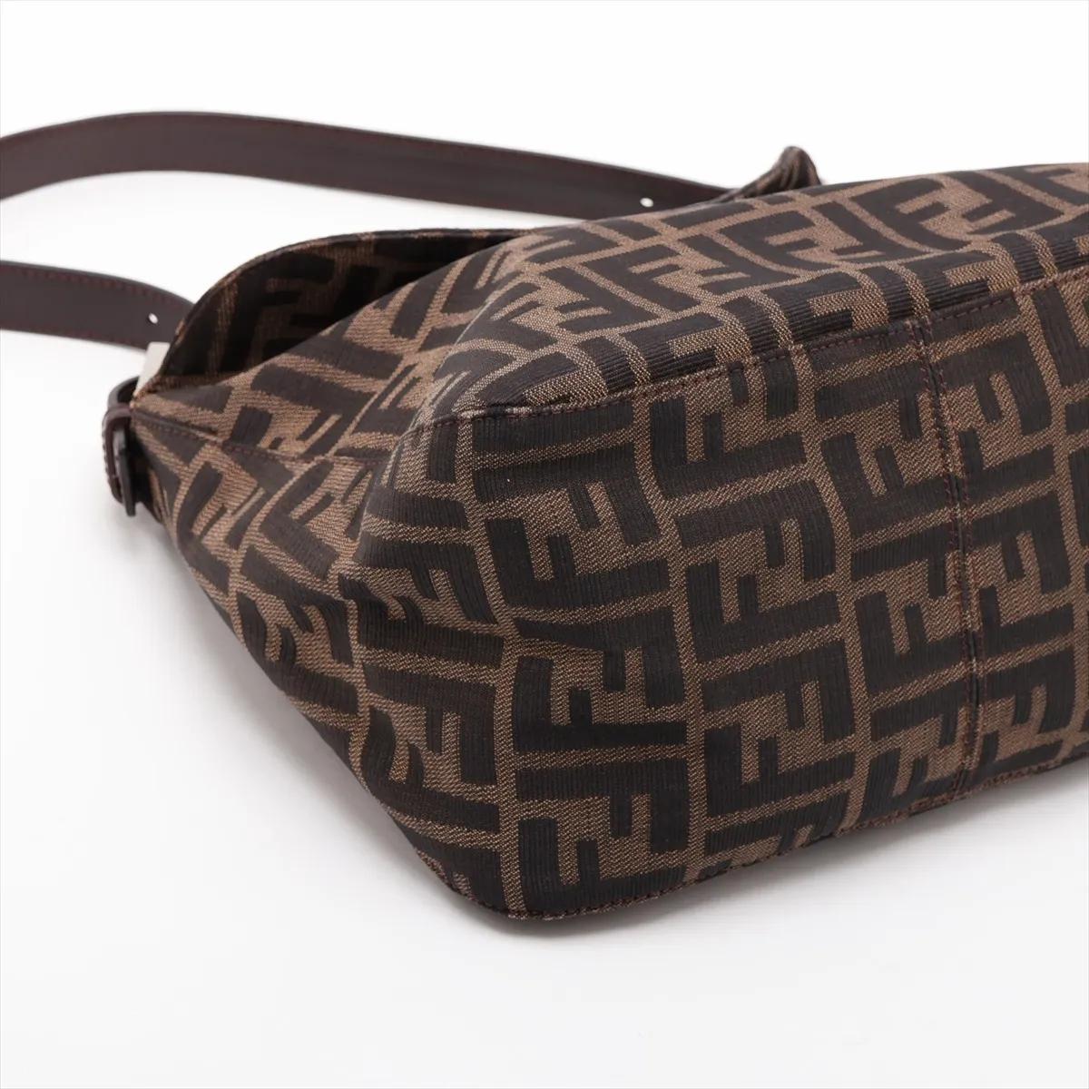 Zucca Canvas x Leather Shoulder Bag, Brown — view 4