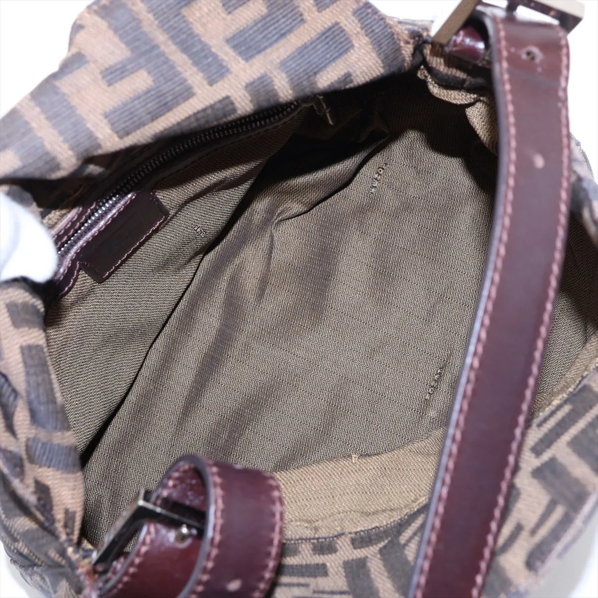 Zucca Canvas x Leather Shoulder Bag, Brown — view 7