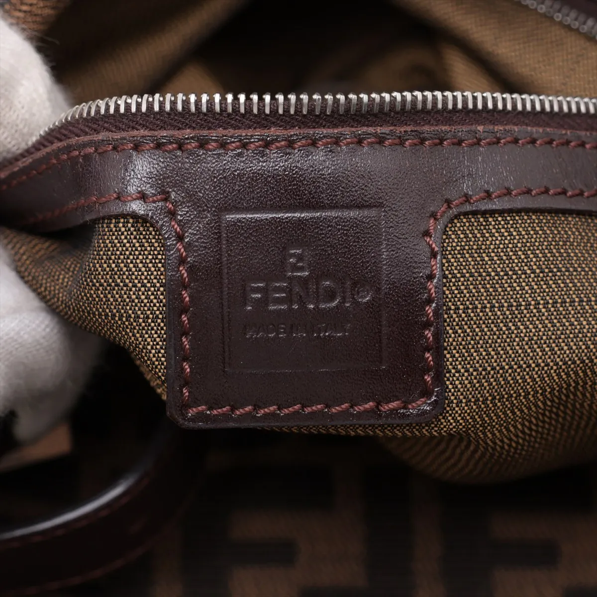 Zucca Canvas x Leather Shoulder Bag, Brown — view 9