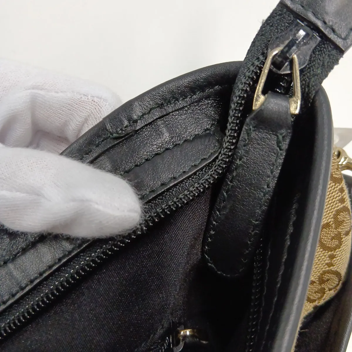 GG Canvas x Leather Shoulder Bag Brown 388926 Outlet — view 14