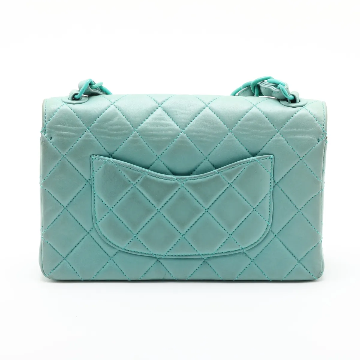 Matelassé Lambskin Chain Shoulder Bag, Green, Green Hardware, 5388633, Series 5 — view 2